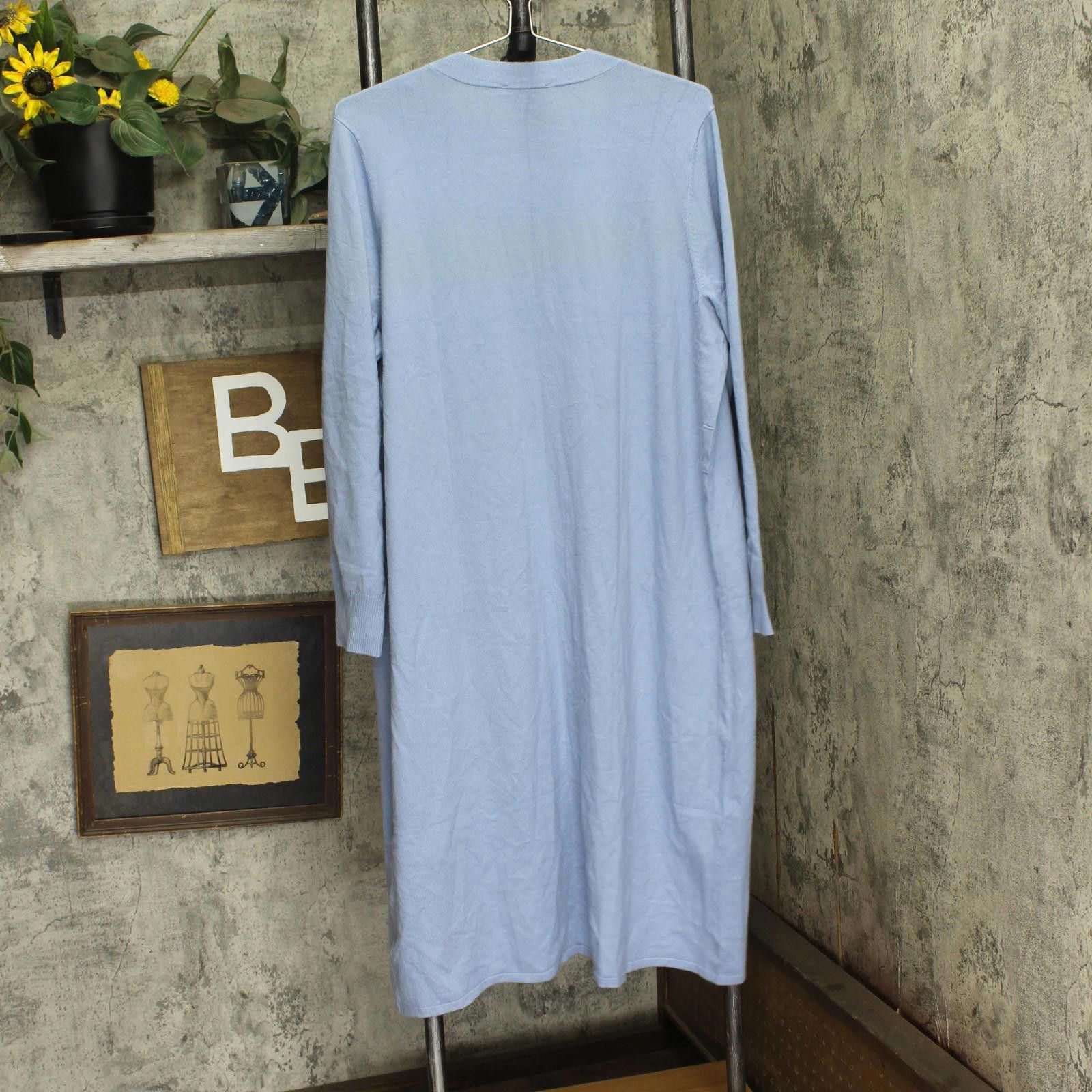Baldinini Belldini Belted Duster Cardigan Sweater Chambray Blue 1x Size XL / US 12-14 / IT 48-50 - 2 Thumbnail