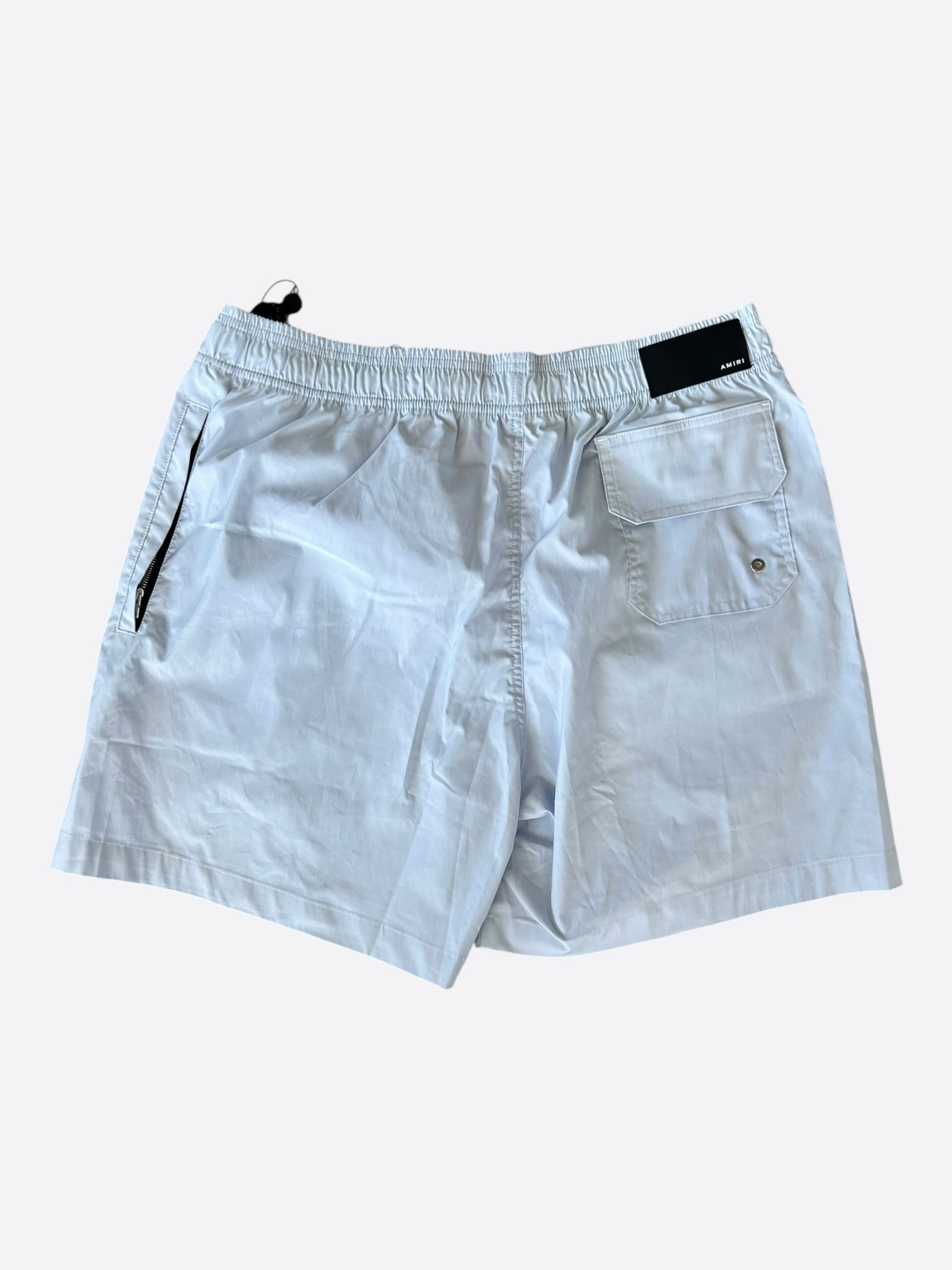 Amiri Amiri Grey Stack Logo Swimshorts Size US 40 / EU 56 - 2 Thumbnail