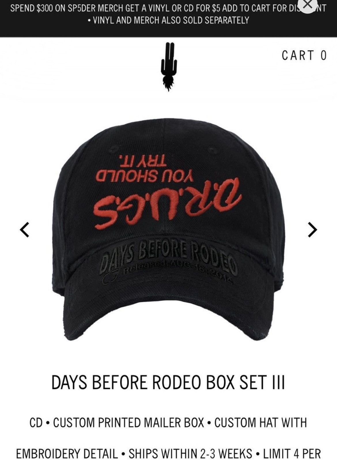 Travis Scott Travis Scott Rodeo Drugs Hat Size ONE SIZE - 8 Thumbnail