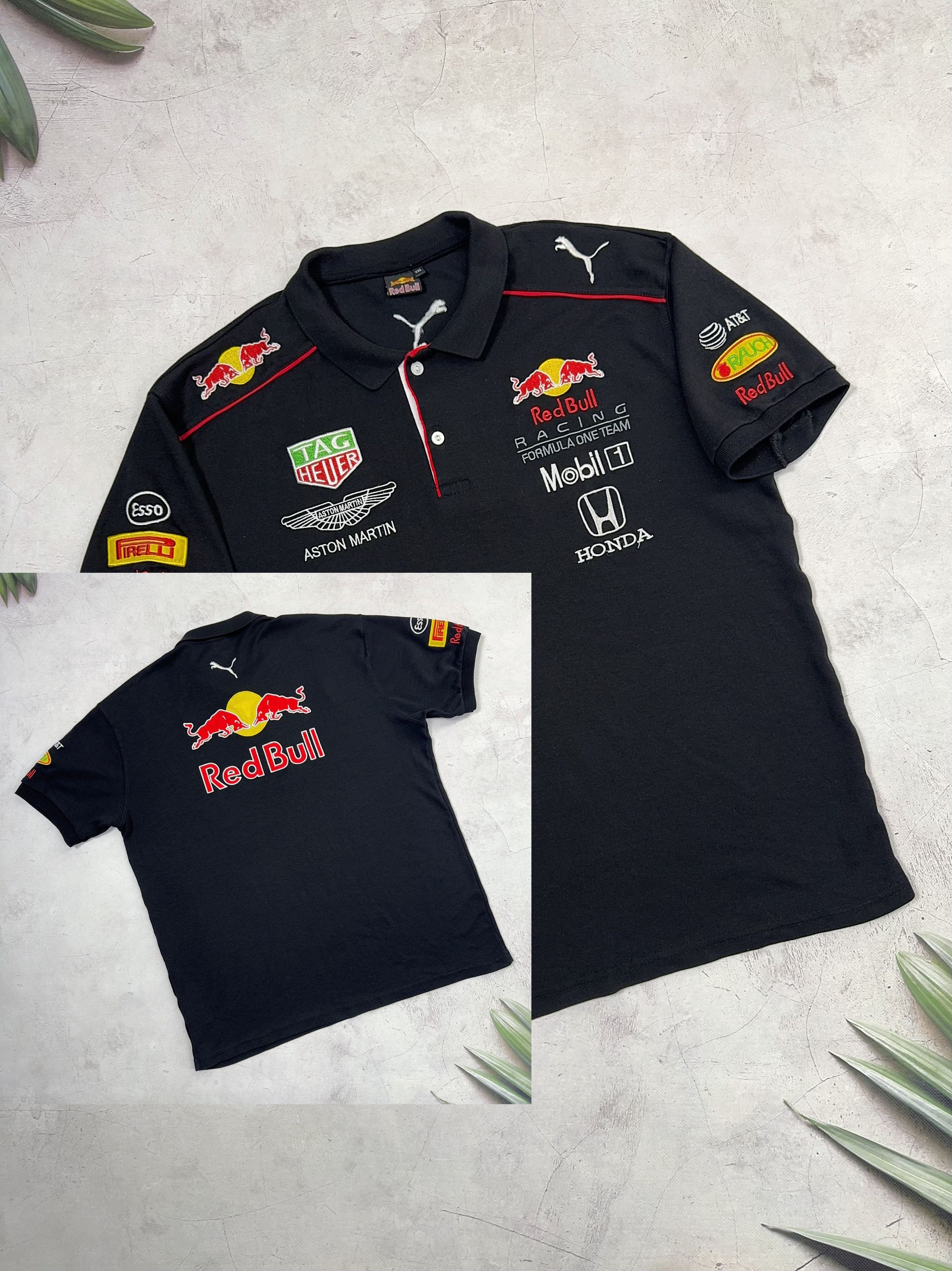 Formula 1 × Vintage Red Bull F1 Team Polo T-Shirt Mobil1 Pirelli Size US L / EU 52-54 / 3 - 1 Thumbnail