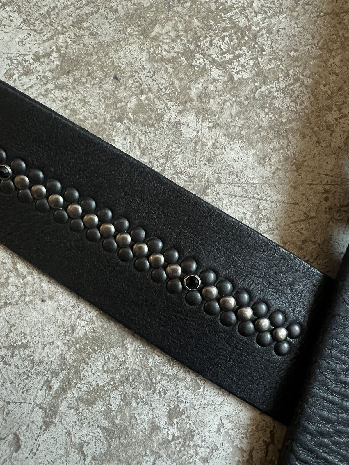 Genuine Leather Vintage Studded Leather Belt Size 34 - 7 Thumbnail