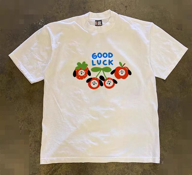 Japanese Brand White Loose Apple Cartoon Print Short Sleeve T-Shirt Size US M / EU 48-50 / 2 - 1 Thumbnail