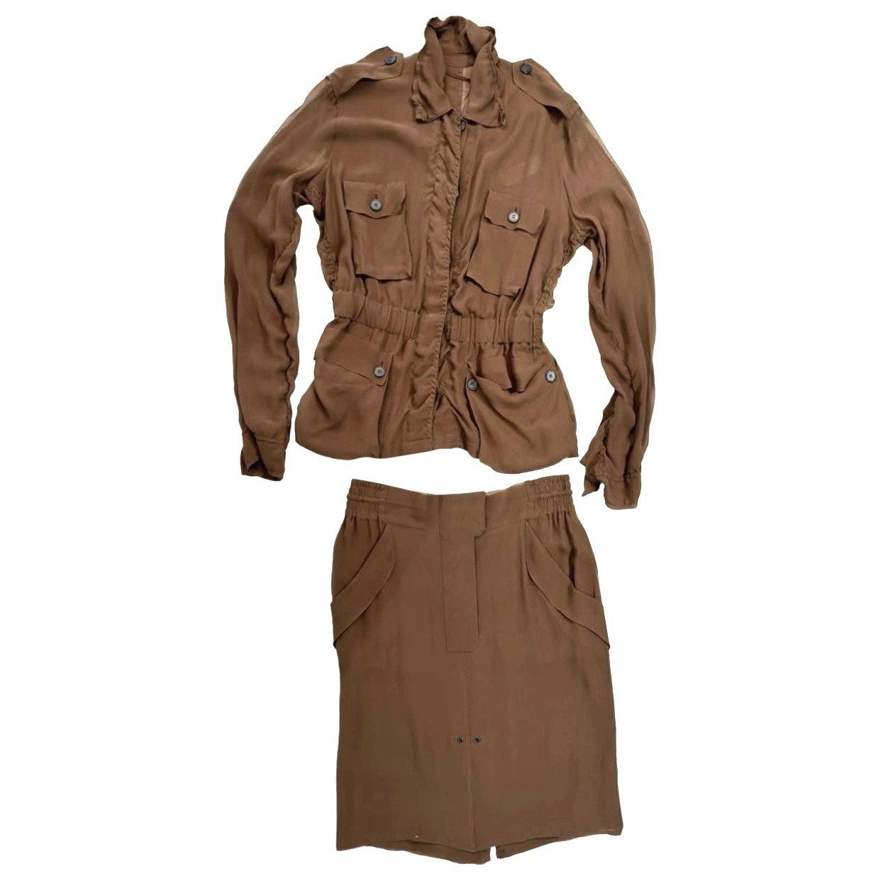 Yves Saint Laurent Yves Saint Laurent by Tom Ford silk safari suit. Size S / US 4 / IT 40 - 1 Thumbnail
