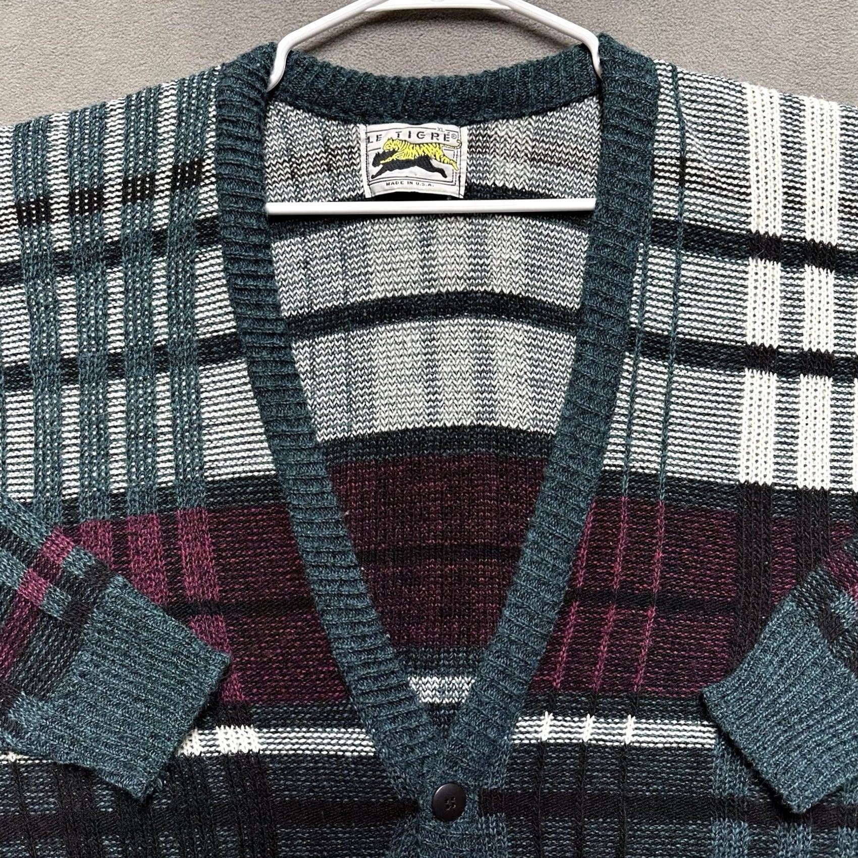 Etro Vintage Le Tigre Sweater Mens XL Green Striped Cardigan V-Neck Retro Grandpa EUC Size US XL / EU 56 / 4 - 3 Thumbnail