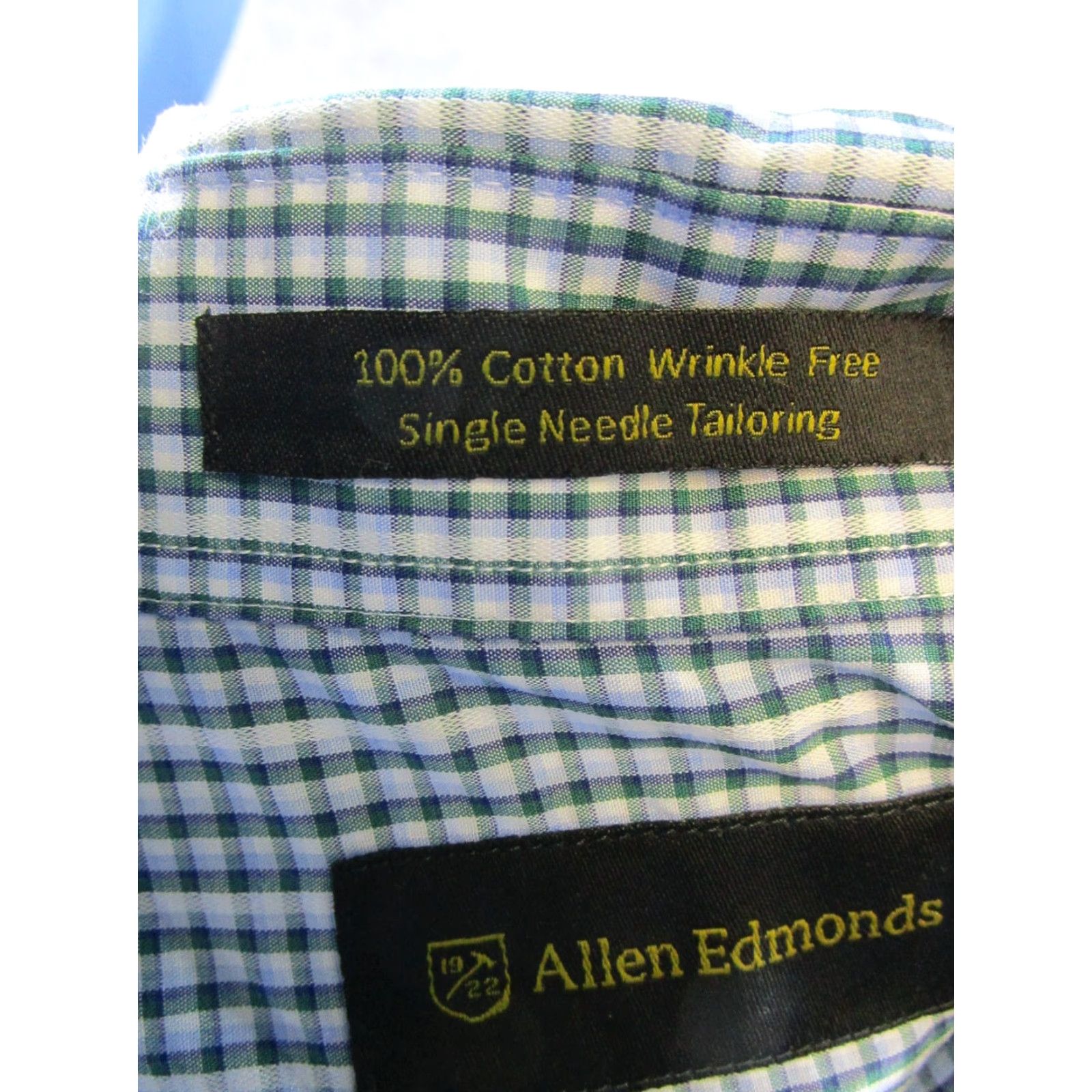 Vintage Allen Edmonds Shirt Mens XL Blue Cotton Button-Up Check Size US XL / EU 56 / 4 - 4 Thumbnail