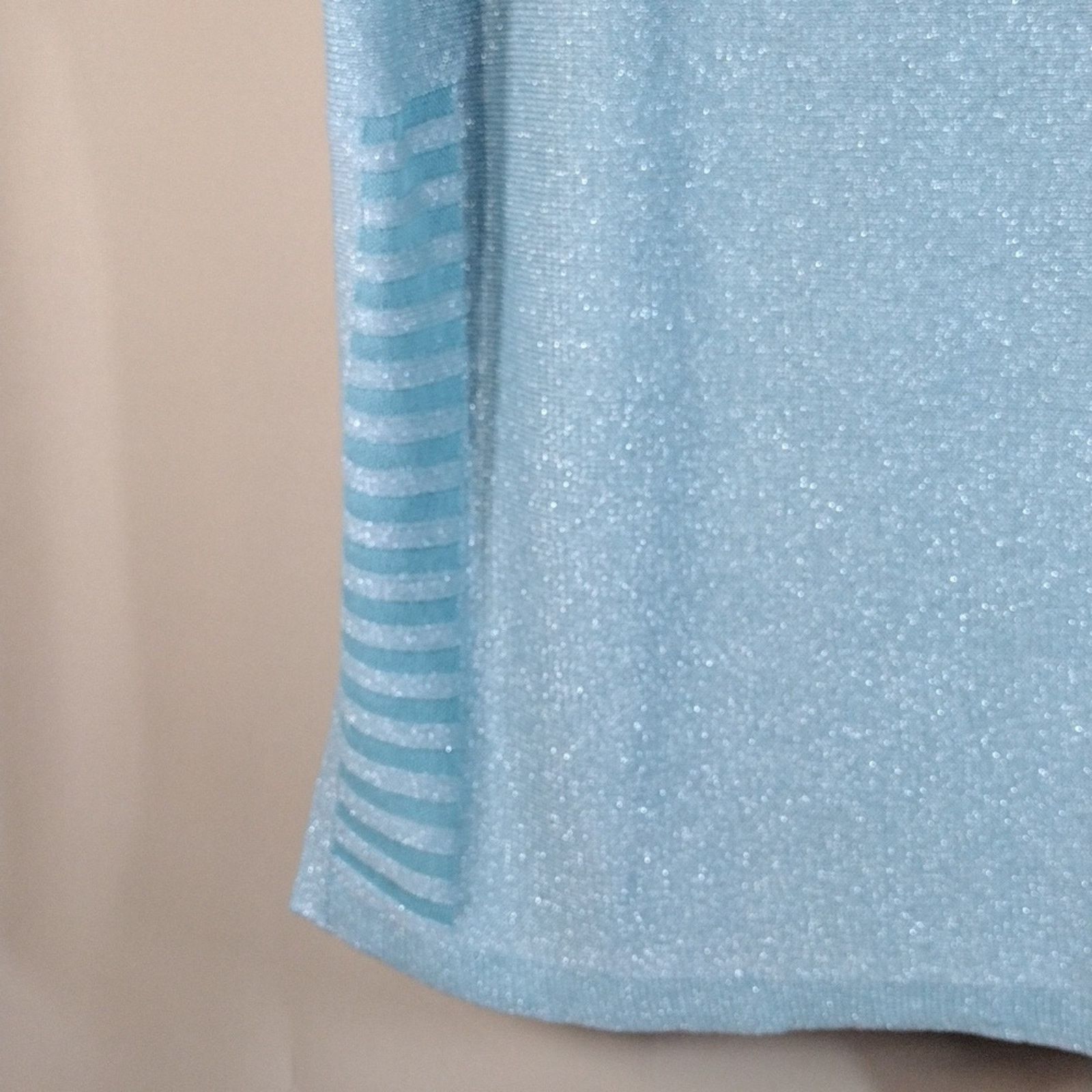 Chicos Chico's Light Blue Flowy Stripe Short Sleeve Plus Size Shirt Size XXL / US 16-18 / IT 52-54 - 3 Thumbnail