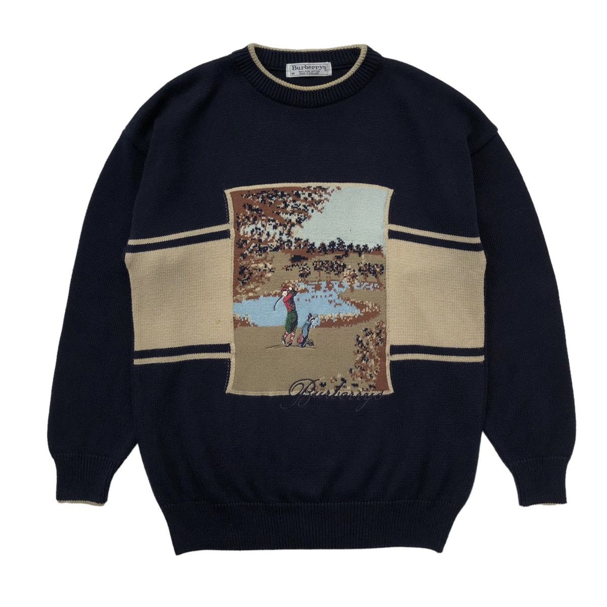 Burberry Vintage Burberrys Golf Logo Knitted Sweater Made in England Size US M / EU 48-50 / 2 - 3 Thumbnail