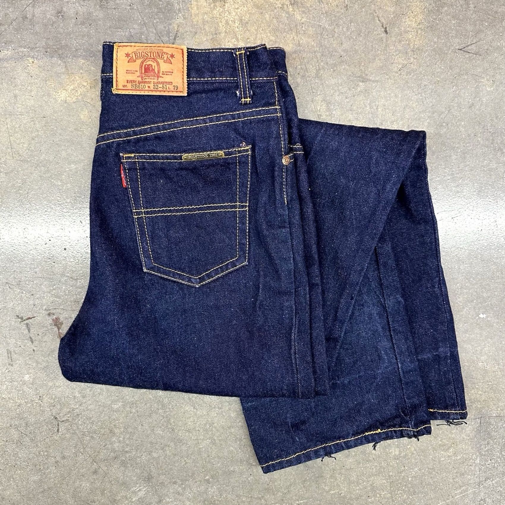 Denime VINTAGE 80s Big Stone SB610 Denim Jeans 30 x 30 Men Blue Indigo Cotton Denim Straight 80s Southwestern Classic Mens Size US 30 / EU 46 - 2 Thumbnail