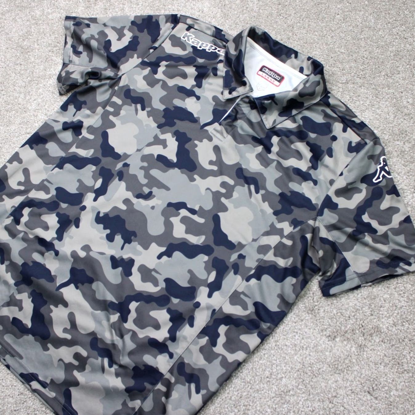 Kappa Kappa Polo Shirt Mens Large Blue/Gray Camouflage Short Sleeve 100% Polyester Pullover Polo Shirt 10 Size US L / EU 52-54 / 3 - 3 Thumbnail