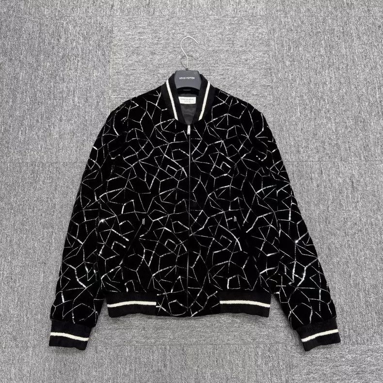 Saint Laurent Paris Sequined Velvet Jacket Size 50 Size US L / EU 52-54 / 3 - 1 Thumbnail