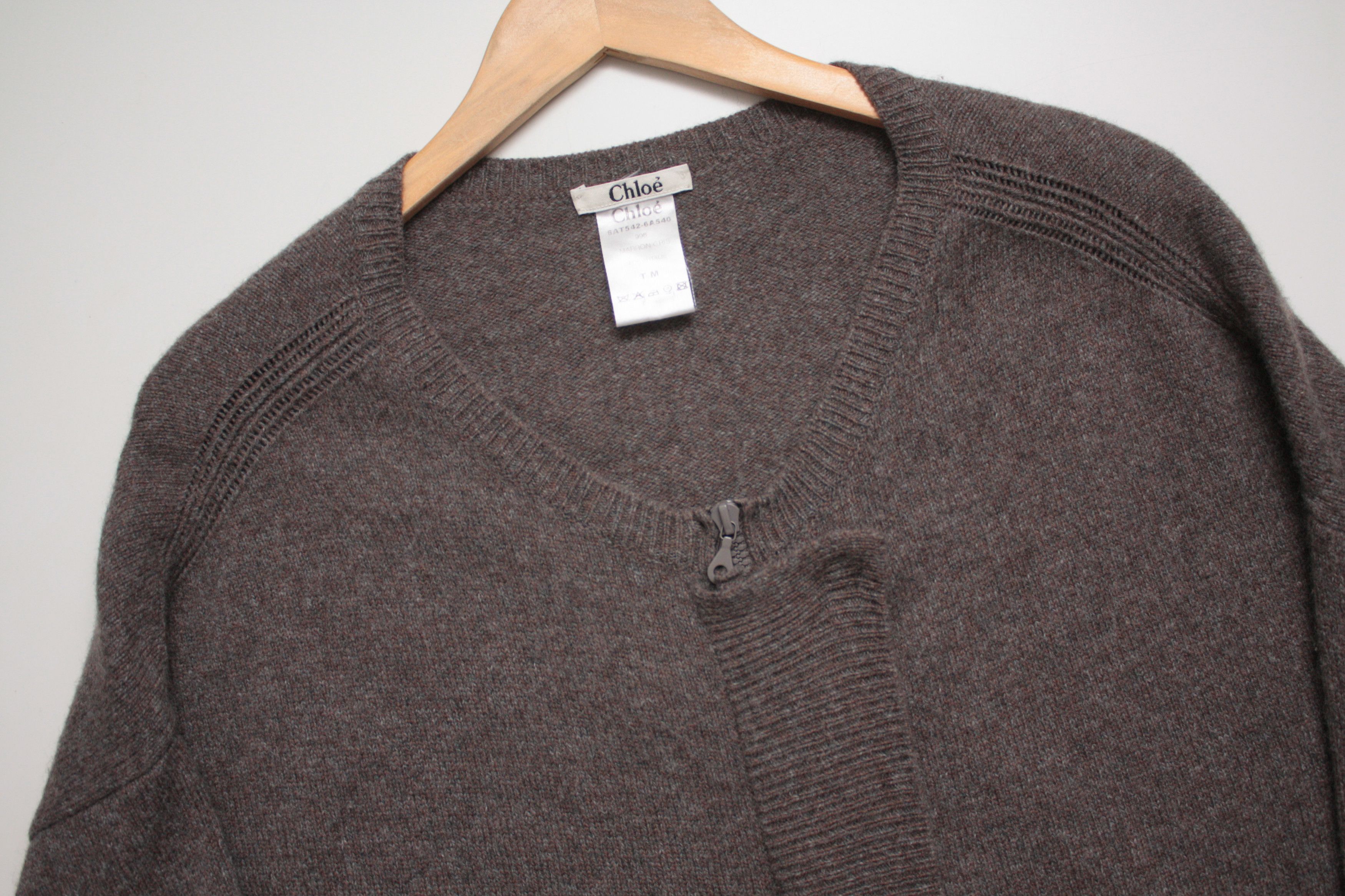 image of Chloe Marron Gris Grey Wool Sweater Women's M Made In Italy (Size Medium)