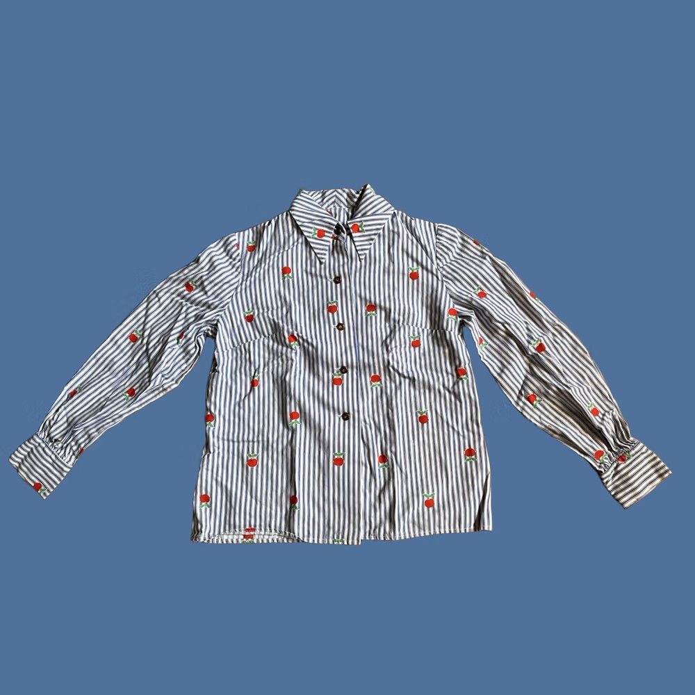 Apple VINTAGE Jamison Boutique Apple Co-Ord Set 2 Piece Shirt Skirt Pinstripe Blue Shirt Skirt Women’s Medium Miscellaneous Size M / US 6-8 / IT 42-44 - 1 Thumbnail