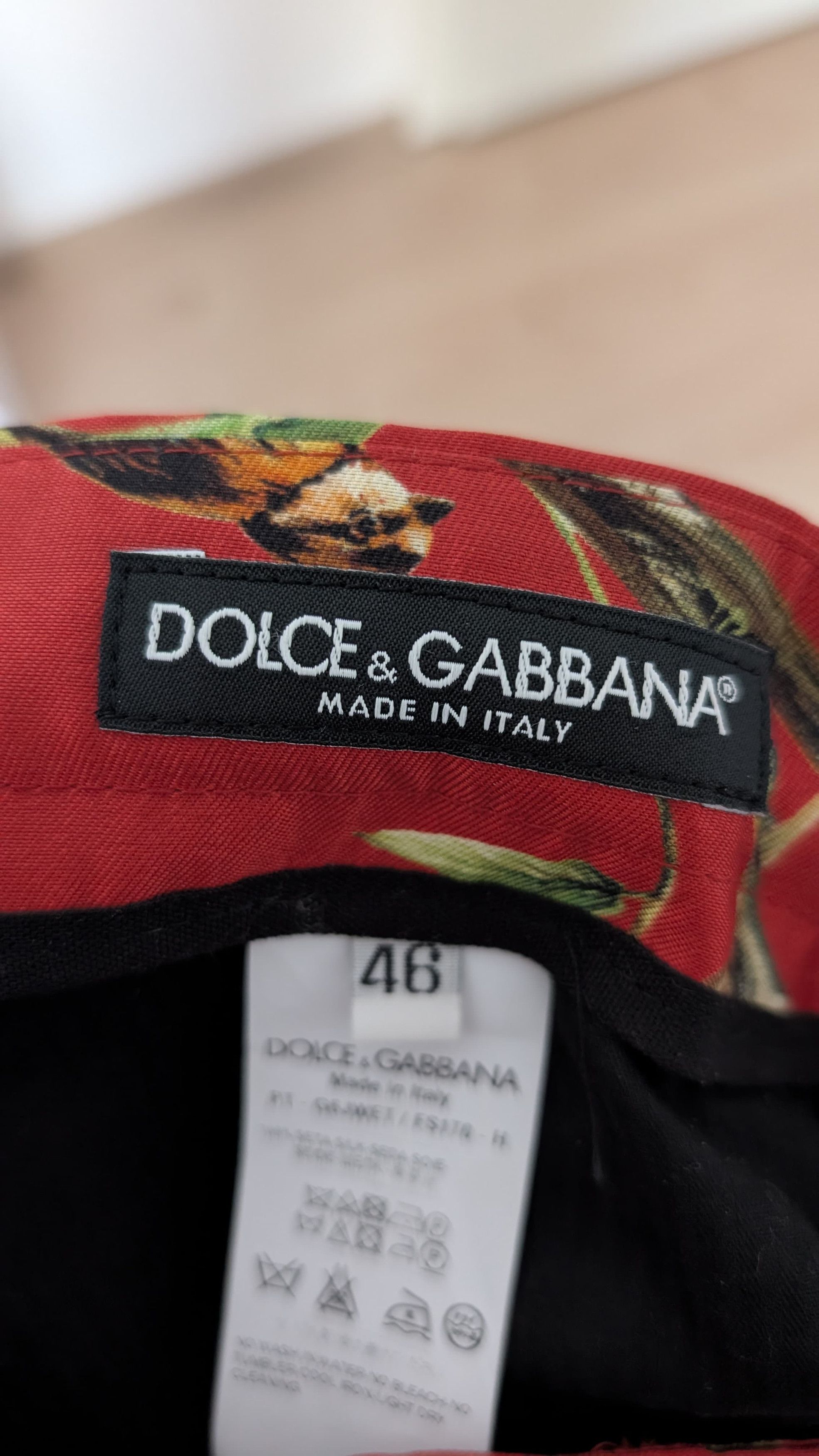 Dolce & Gabbana Dolce & Gabbana Red Silk Bird Print Formal Pants IT46 / W31 Size US 30 / EU 46 - 6 Thumbnail