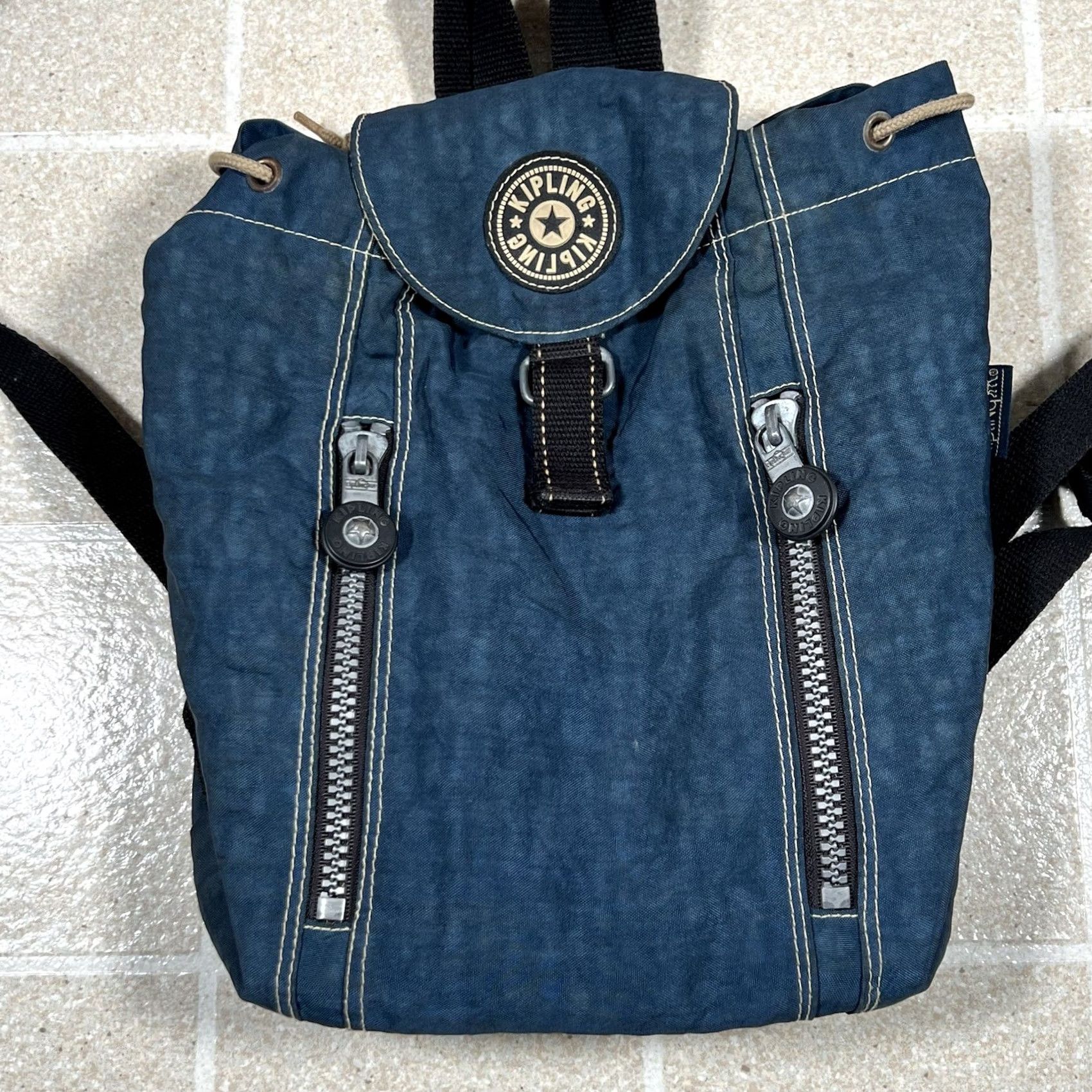 Vintage VINTAGE Kipling Backpack Drawstring Nylon Blue Women Size ONE SIZE - 3 Thumbnail