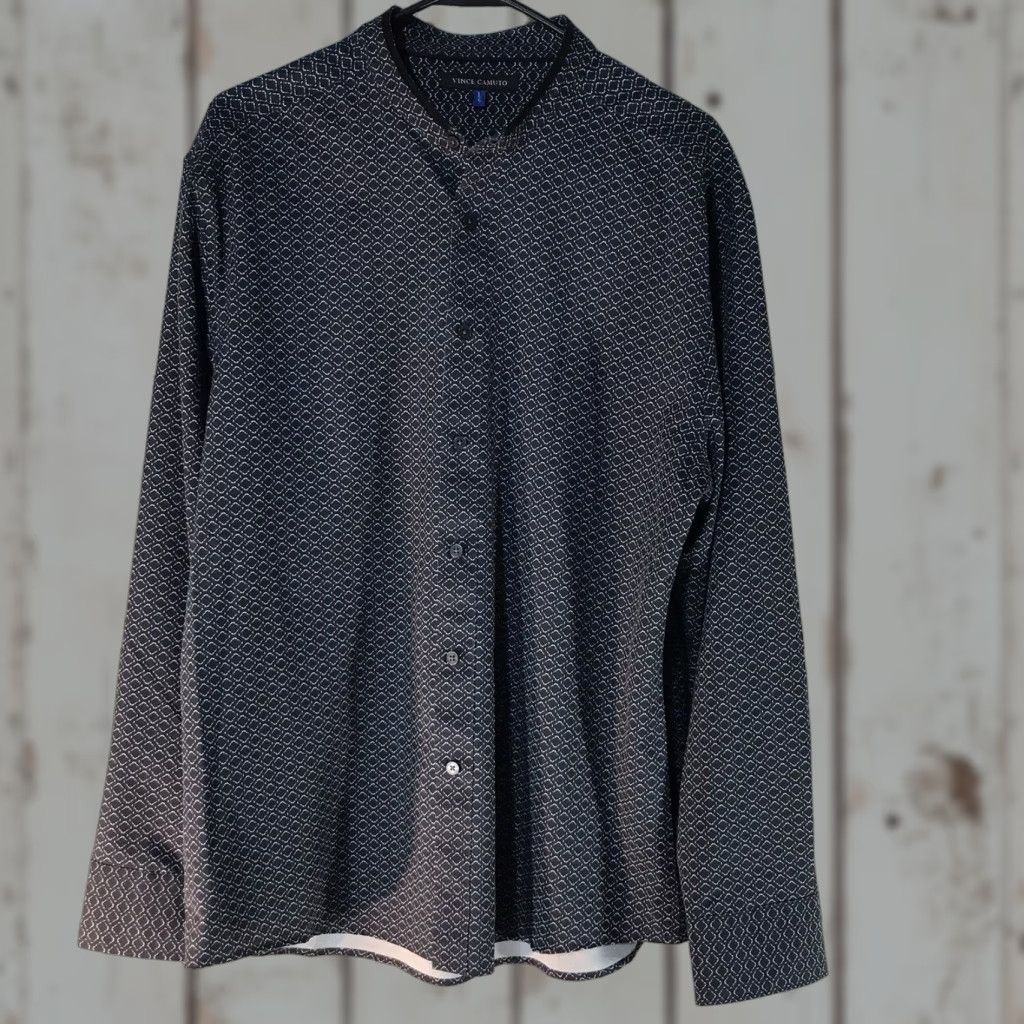 Vince Camuto Vince Camuto Geometric Button-Up Shirt Womens Size L Blue/White Business Casual Size L / US 10 / IT 46 - 1 Thumbnail