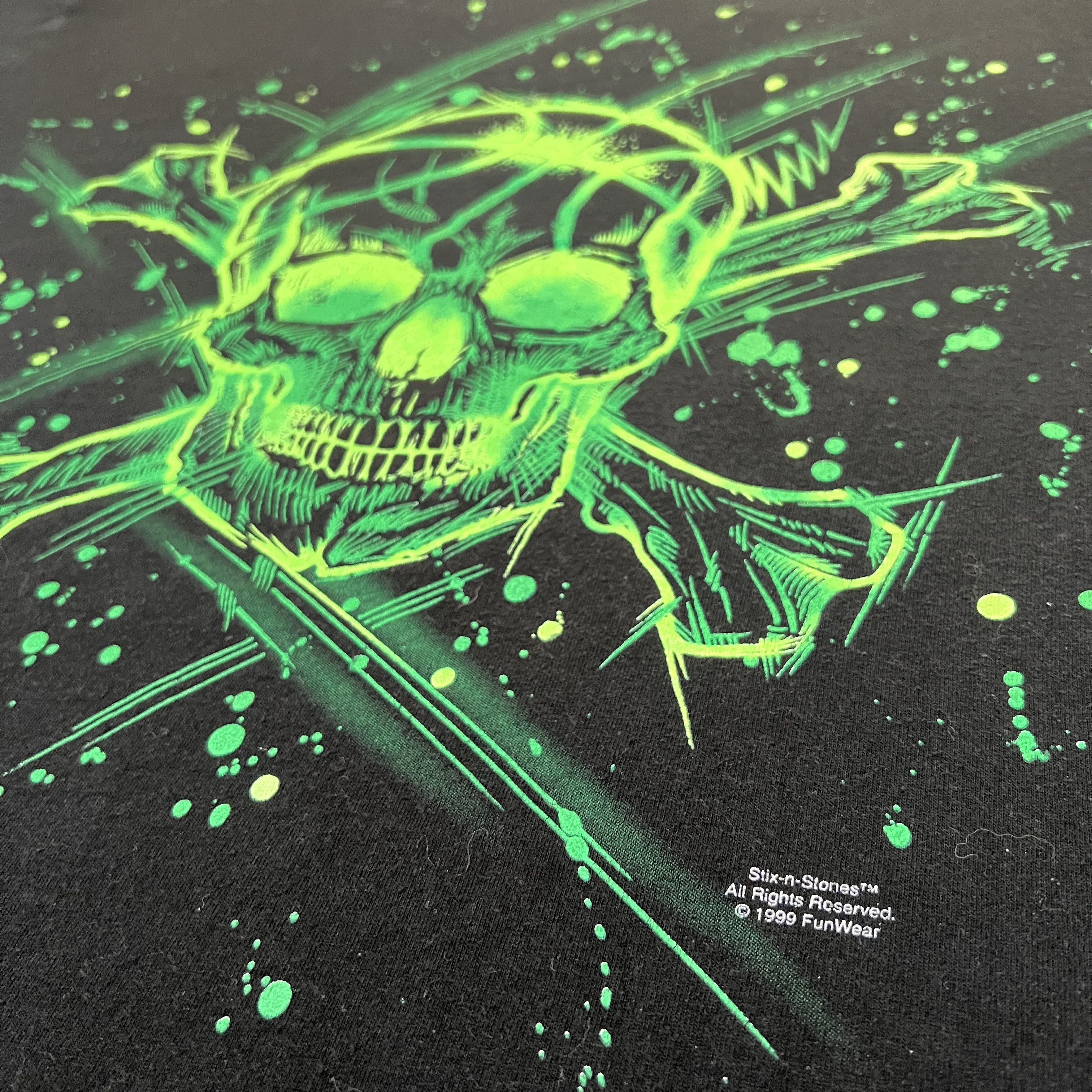 Vintage 90s Stix-n-Stones Basketball Skull Graphic Tee 2XL