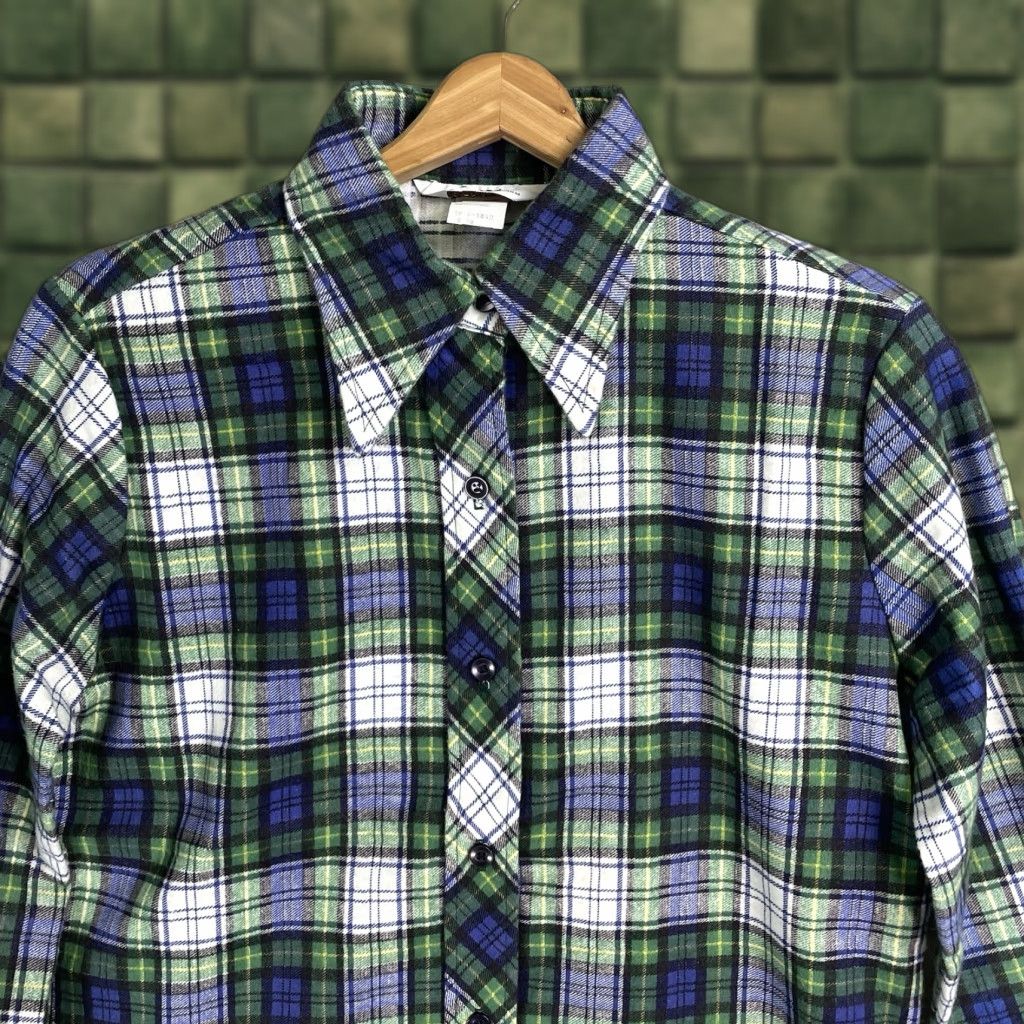 Vintage VINTAGE Montgomery Ward Flannel Shirt Mens XS Blue Cotton Plaid 70s 70s Printed Button-Up Long Sleeve Size US XS / EU 42 / 0 - 1 Thumbnail