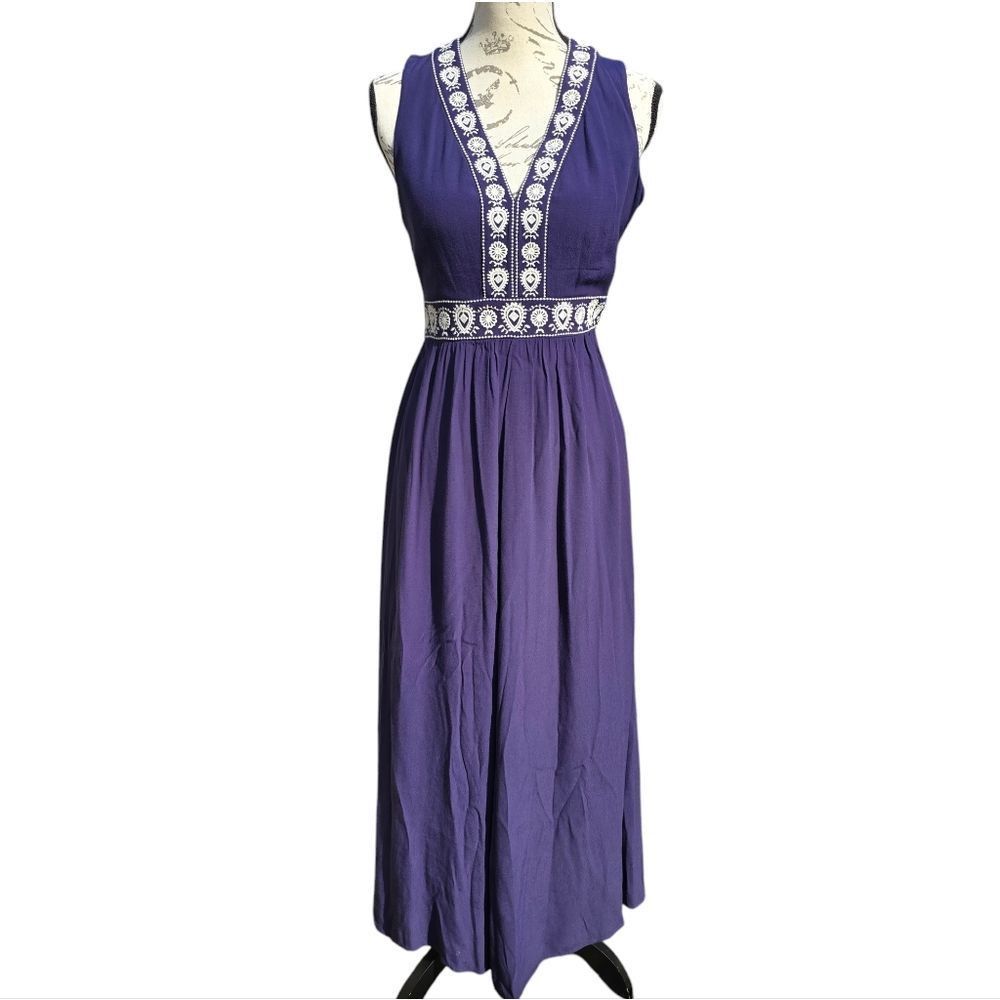& Other Stories & Other Stories -789 Embroidered Maxy Drsss Navy Women's siz Size XS / US 0-2 / IT 36-38 - 1 Thumbnail