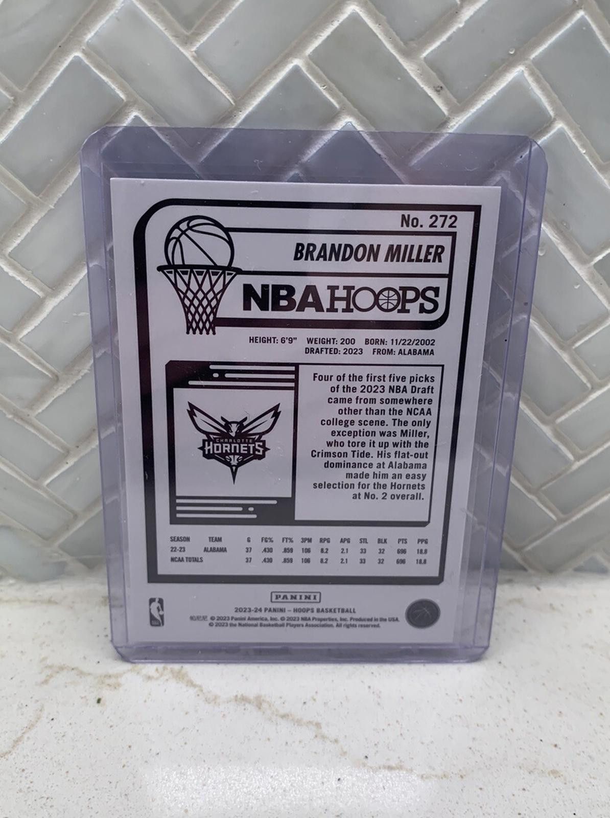 Other 2023-24 Panini NBA Hoops Brandon Miller RC No #272 Rookie Size ONE SIZE - 2 Thumbnail