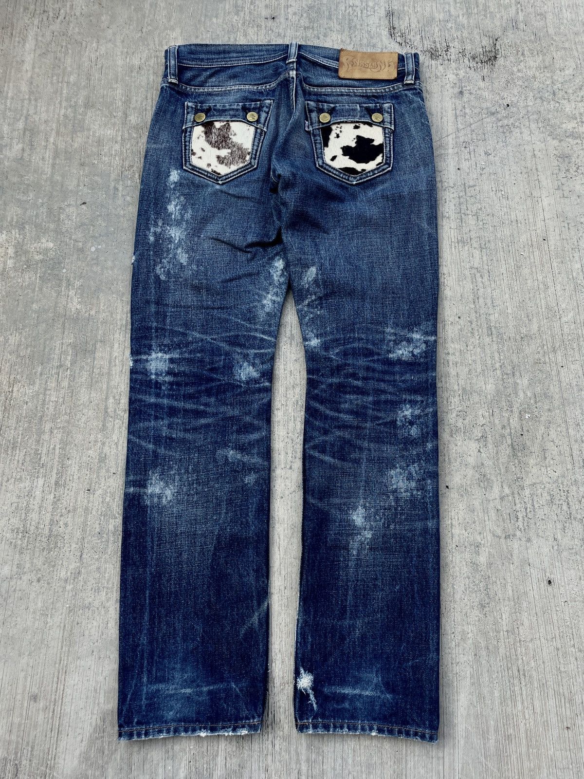 Japanese Brand 2000s JAPANESE BRAND RNASLANG COWHIDE PATTERN DISTRESS JEANS Size 30" / US 8 / IT 44 - 7 Thumbnail