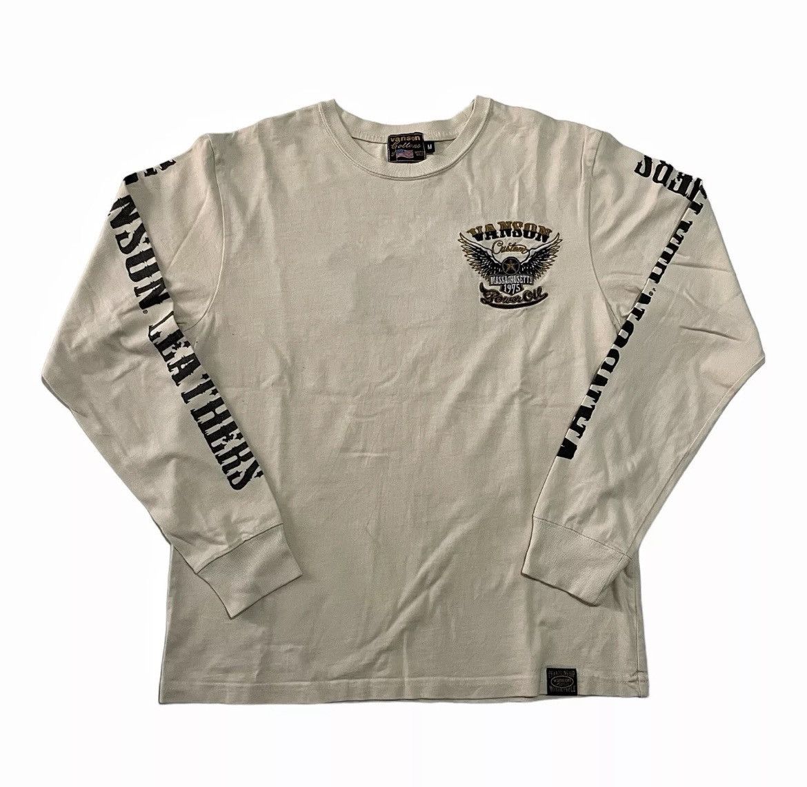 Vanson Leathers VANSON LEATHER Motorcycle Long Sleeve Tshirt Beige Size US M / EU 48-50 / 2 - 2 Thumbnail
