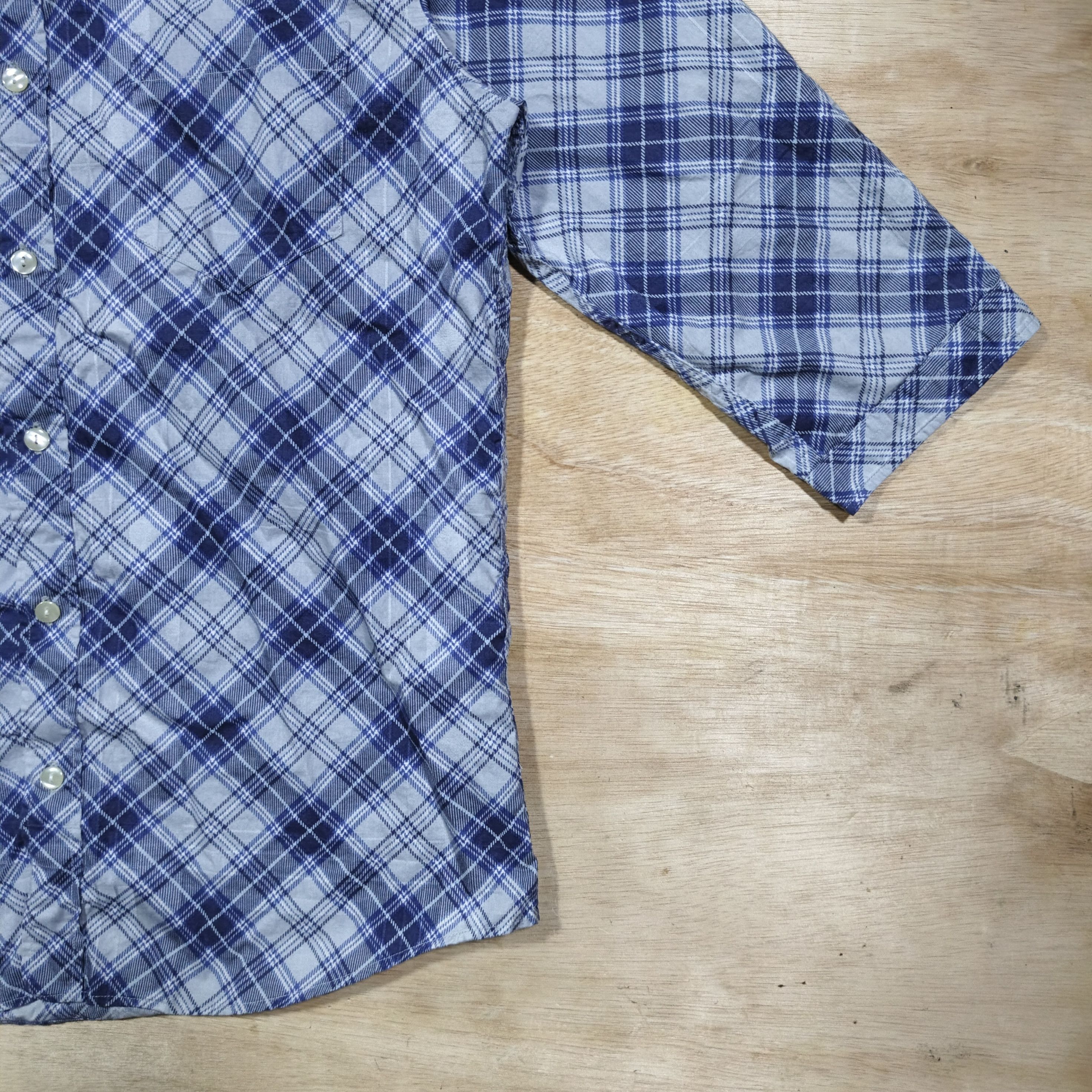 PPFM PPFM Blue Diamond Plaid 3/4 Sleeve Shirt Size US L / EU 52-54 / 3 - 4 Thumbnail