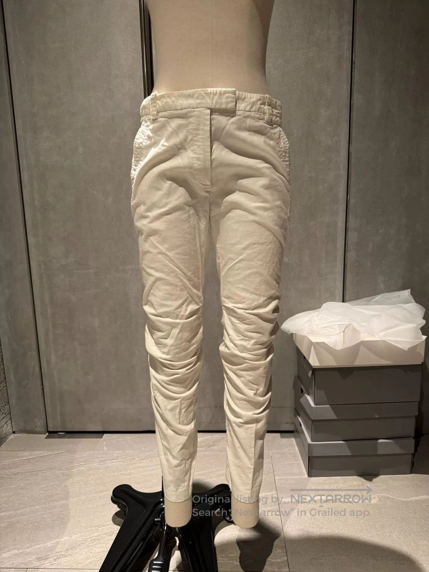Ann Demeulemeester unique white pleated denim trousers. Size US 42 / EU 58 - 2 Thumbnail