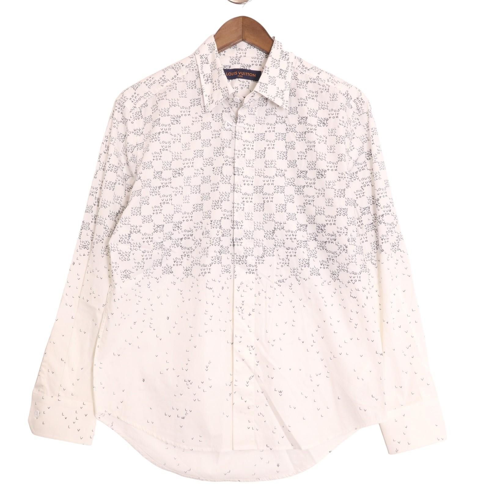 image of Louis Vuitton Damier Spread Long Sleeve Shirt in White, Men's (Size Small)