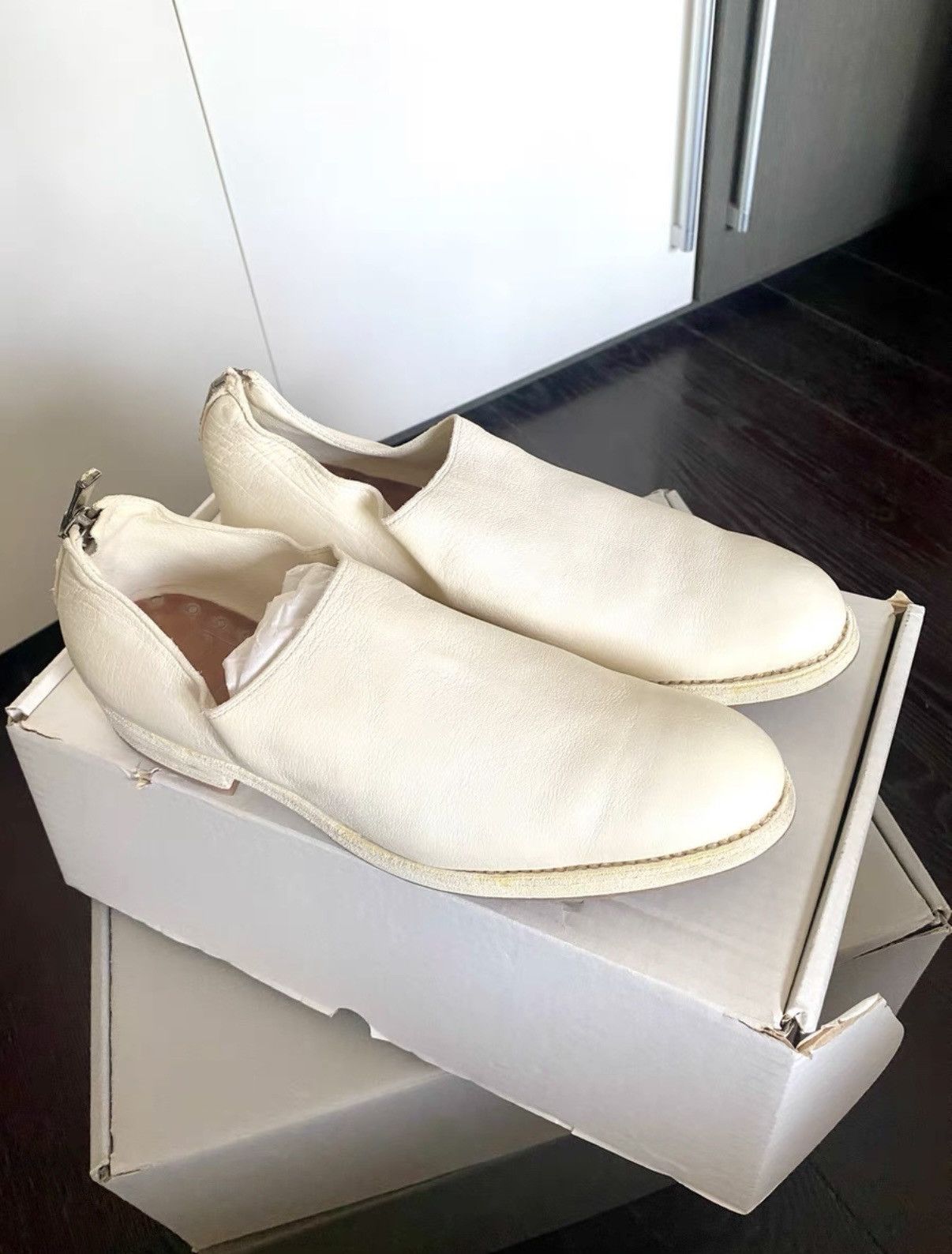 Guidi Guidi Men's Cream White Ankle Boots with Rear Zipper Size US 8 / EU 41 - 1 Thumbnail