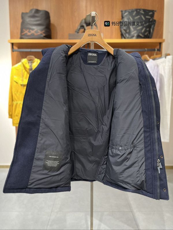 Ermenegildo Zegna Zegna Men's Blue Cashmere Down Jacket. Size US L / EU 52-54 / 3 - 3 Thumbnail