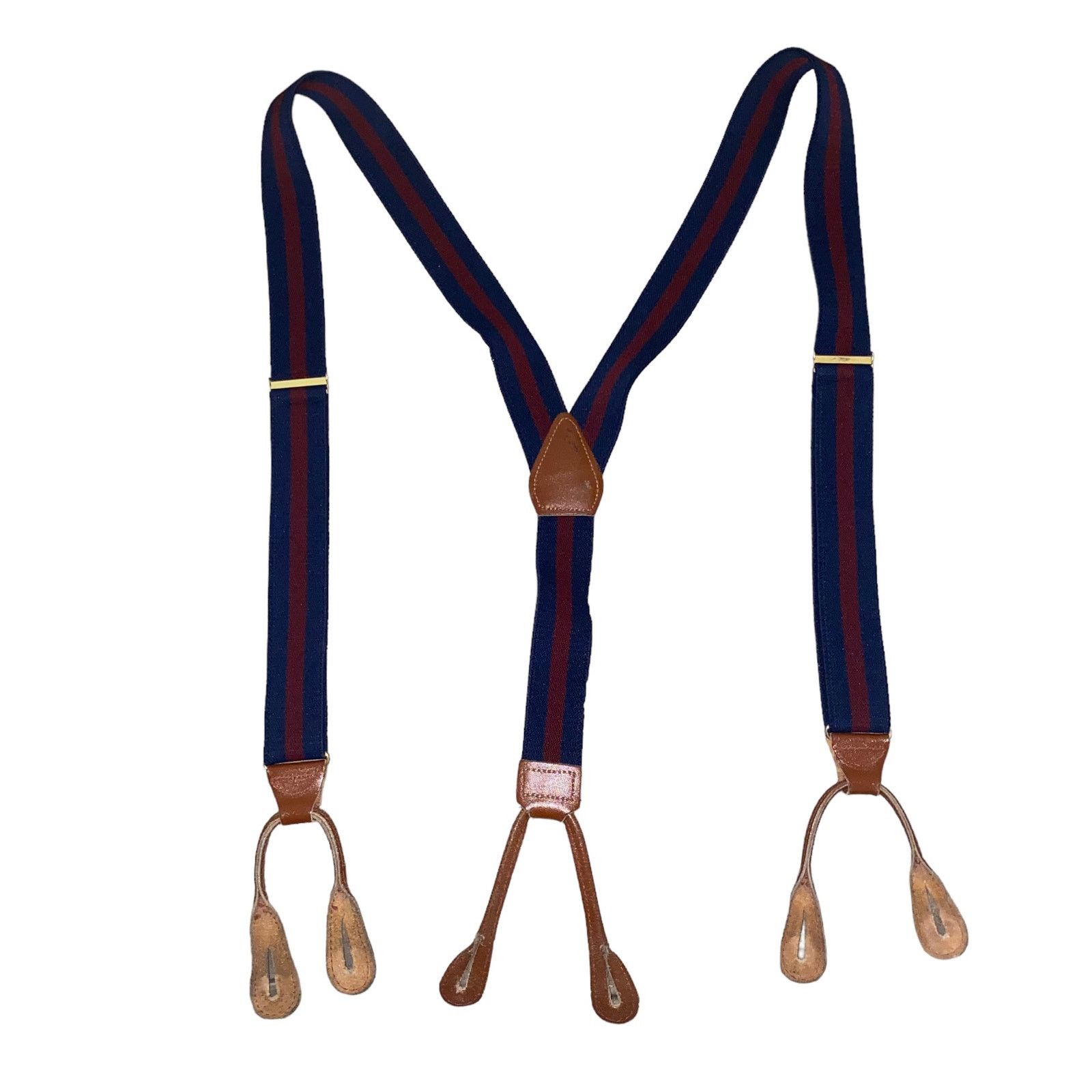 Vintage Vintage Y-shaped Elastic Striped Navy Adjustable Suspenders Size ONE SIZE - 6 Thumbnail
