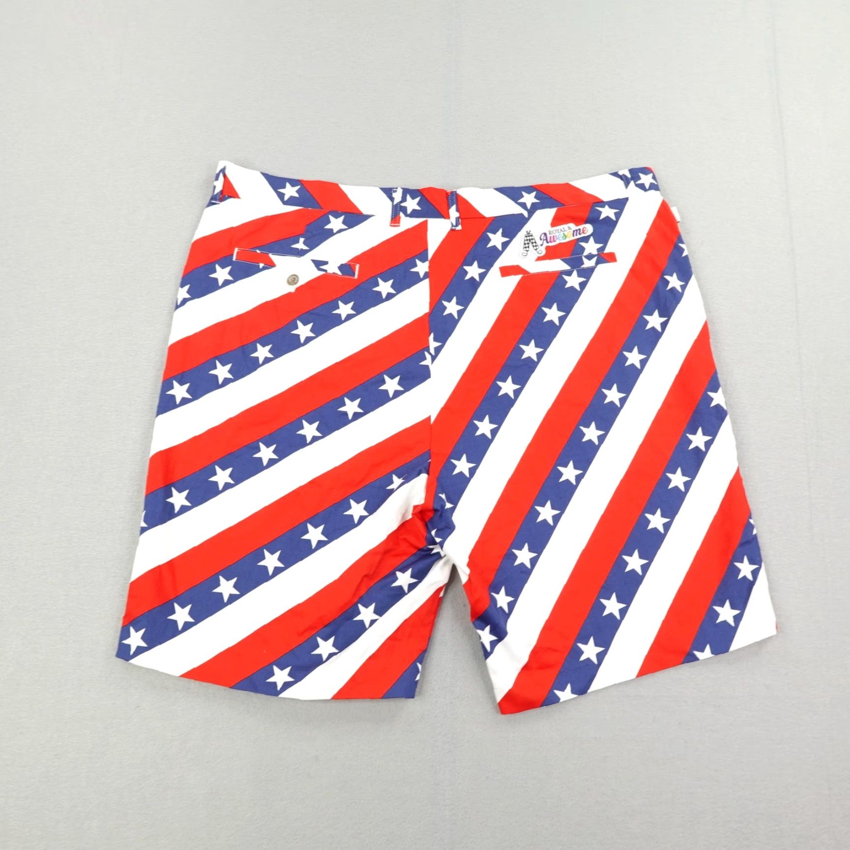Vintage Royal & Awesome Shorts Mens 44 Golf USA Flag Stars Stripes Patriotic Chino NEW Size US 44 / EU 60 - 5 Thumbnail