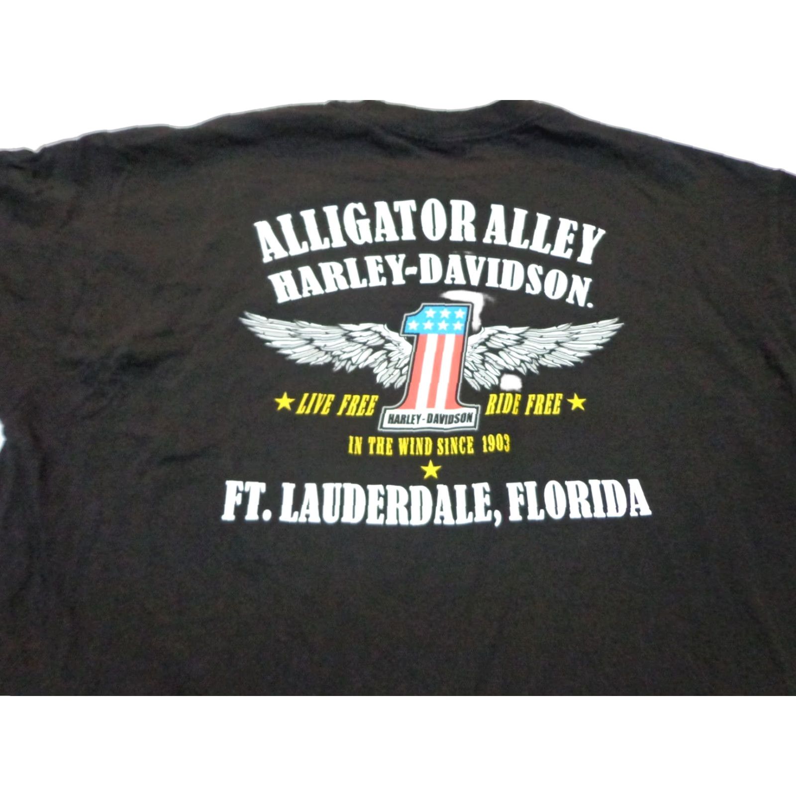 Harley Davidson Harley-Davidson T Shirt Fort Lauderdale Florida Alligator Alley Motorcycle Size XL Black Cotton Crew Neck Short Sleeve Mens Modern Regular Fit Size US XL / EU 56 / 4 - 1 Thumbnail