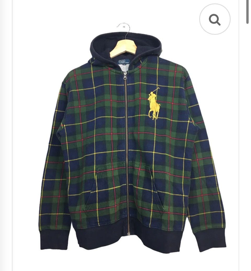 RARE Y2K Vintage Polo Ralph Lauren Plaid Full Zipper Hoodie