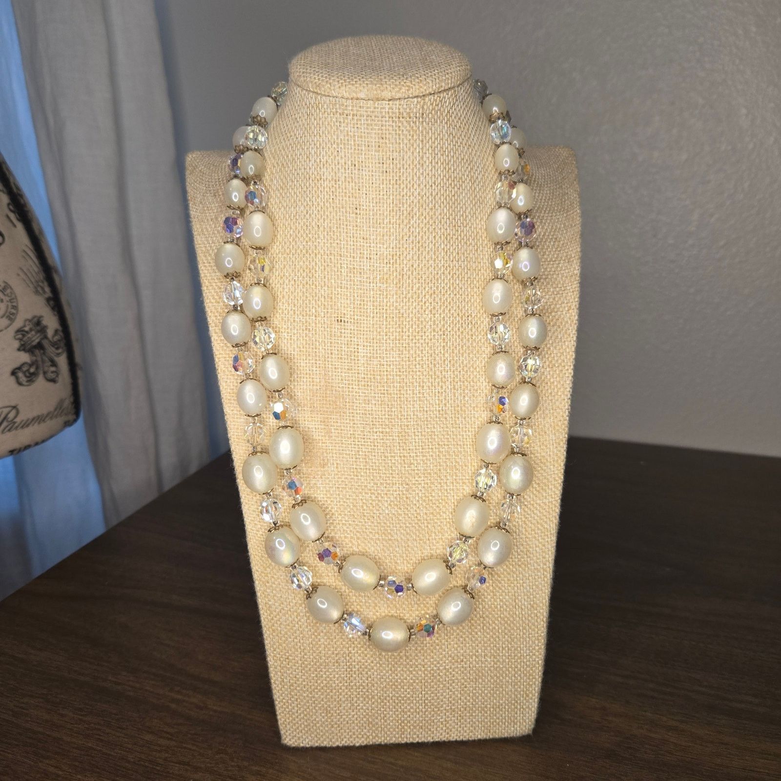 Marella Vintage Marvella Moonglow & Crystal Double Strand Necklace Size ONE SIZE - 14 Thumbnail