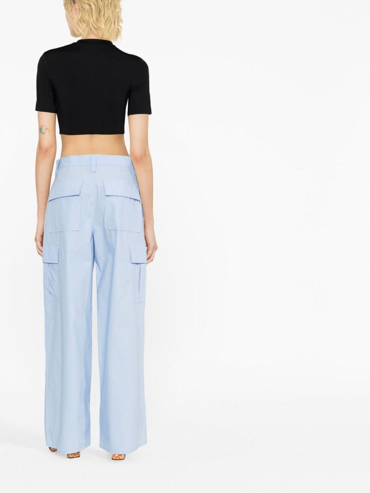 Off-White o1gr1nt0325 Zip Logo Crop T-Shirt in Black Size M / US 6-8 / IT 42-44 - 3 Thumbnail