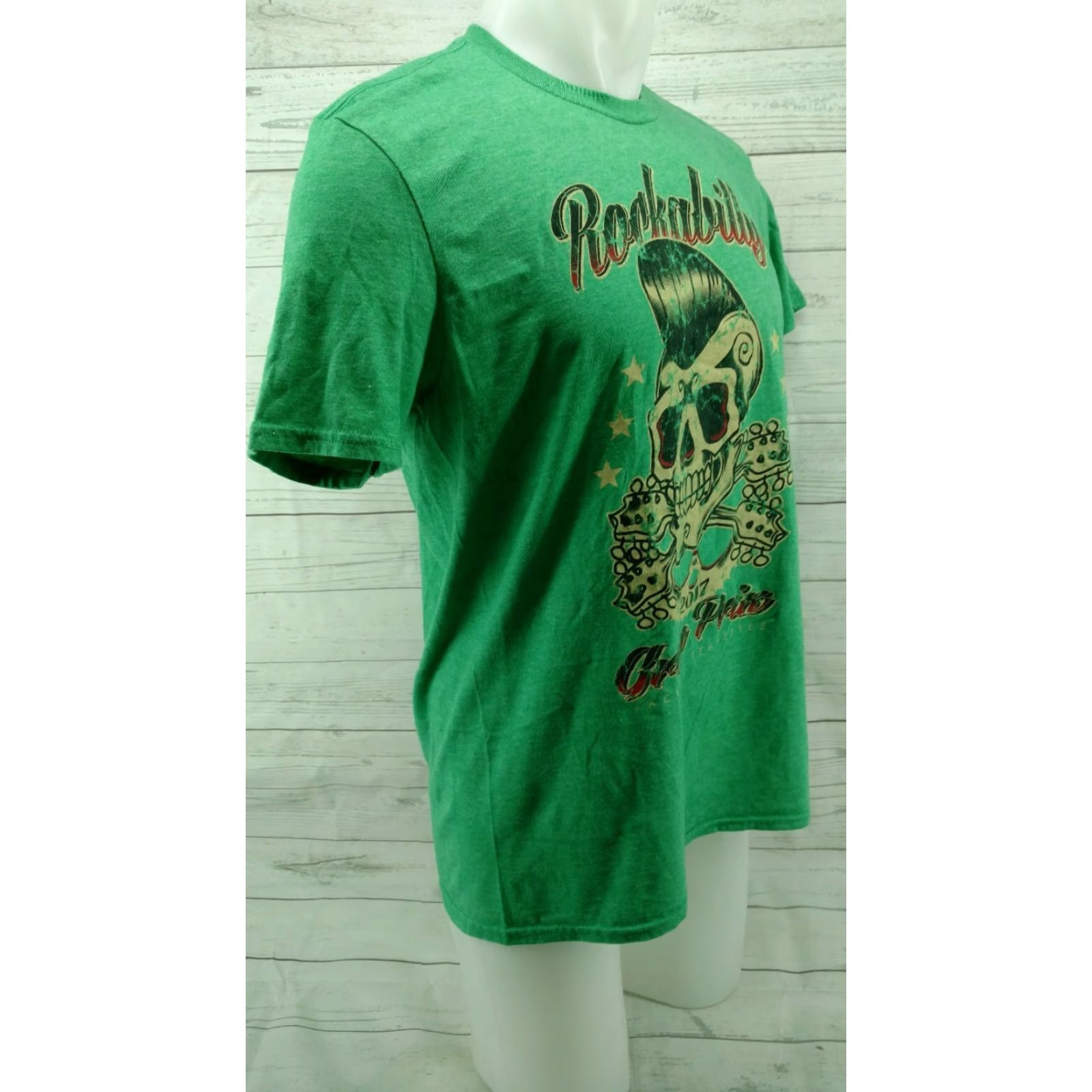 Anvil Rockabilly Jackson TN Grand Prix 2017 Green Shirt Size Large Shirt Men Cotton Blend Crew Neck Short Sleeve Solid Anvil Regular Vintage No Size US L / EU 52-54 / 3 - 5 Thumbnail