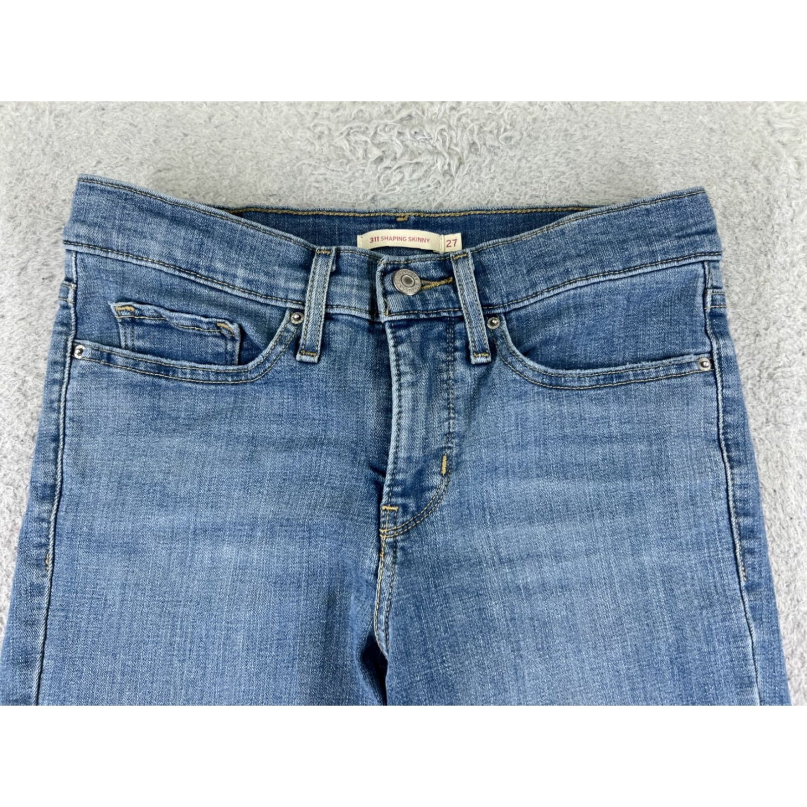 Levi's Levis Jeans Women 26 Blue Denim Skinny 26x29.5 Regular 5-Pocket Distressed Stretch Cotton Blend Denim Jeans Size 26" / US 2 / IT 38 - 4 Thumbnail