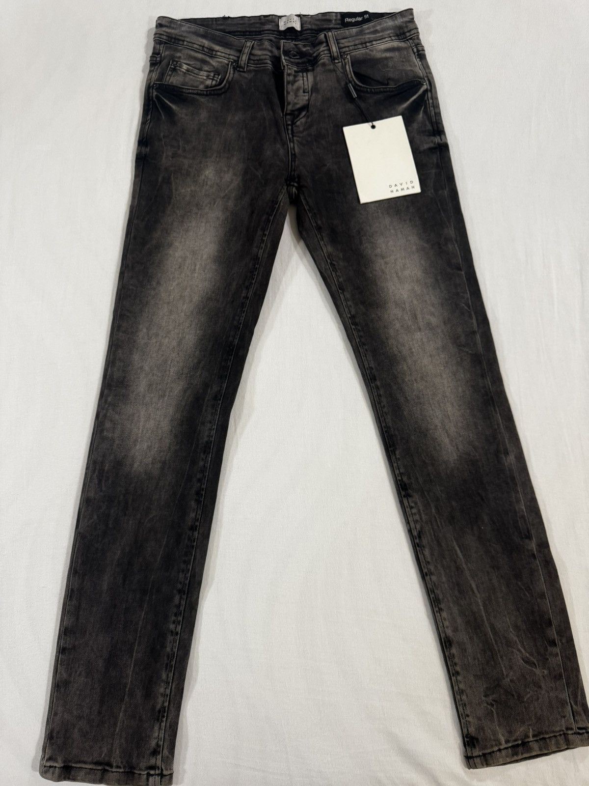 DAVID NAMAN David Naman Washed Black Denim Jeans – Regular Fit – W32 Size US 32 / EU 48 - 1 Thumbnail