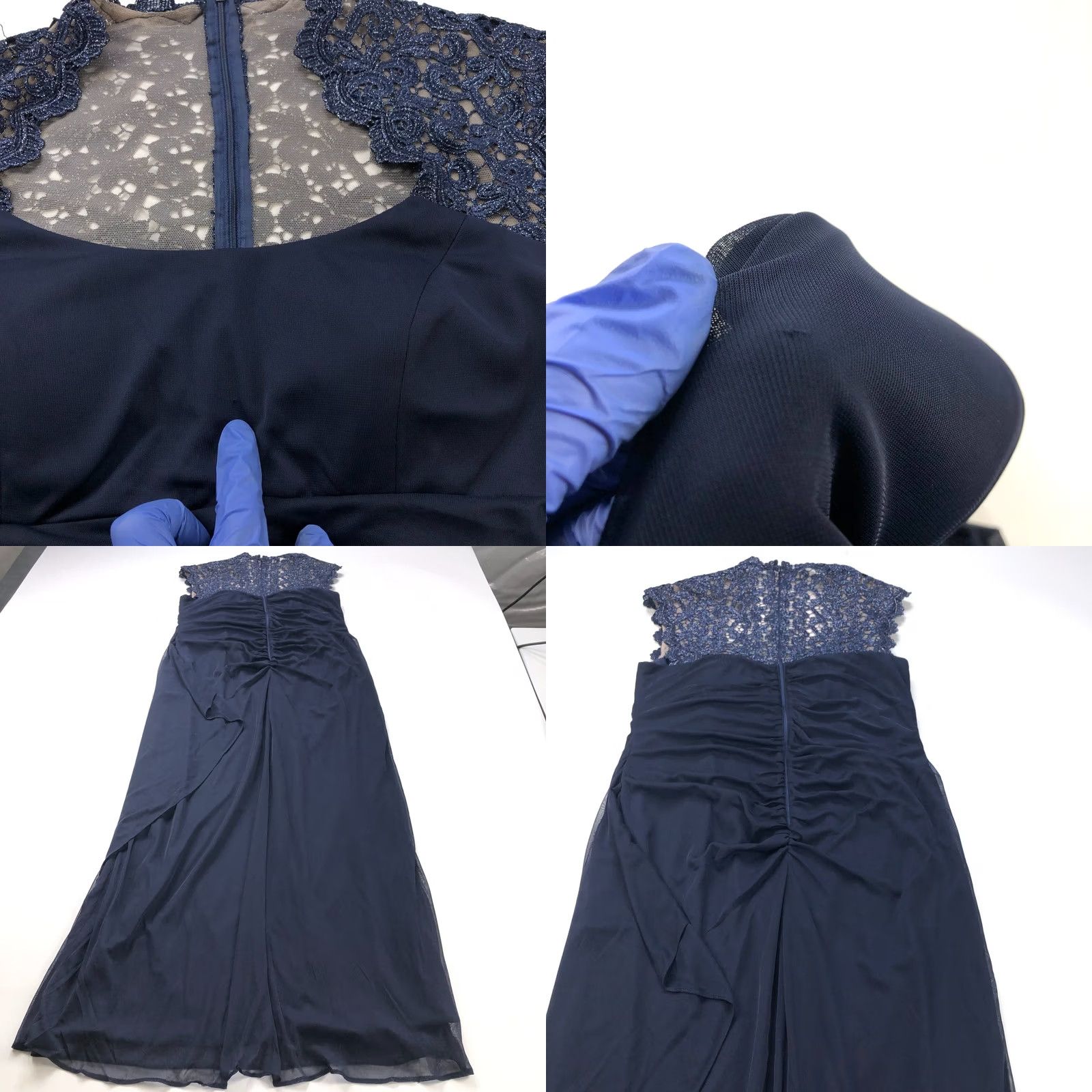 Vintage XSCAPE Plus 14W Crochet Lace Formal Evening Gown Maxi Dress Blue Size XL / US 12-14 / IT 48-50 - 10 Thumbnail