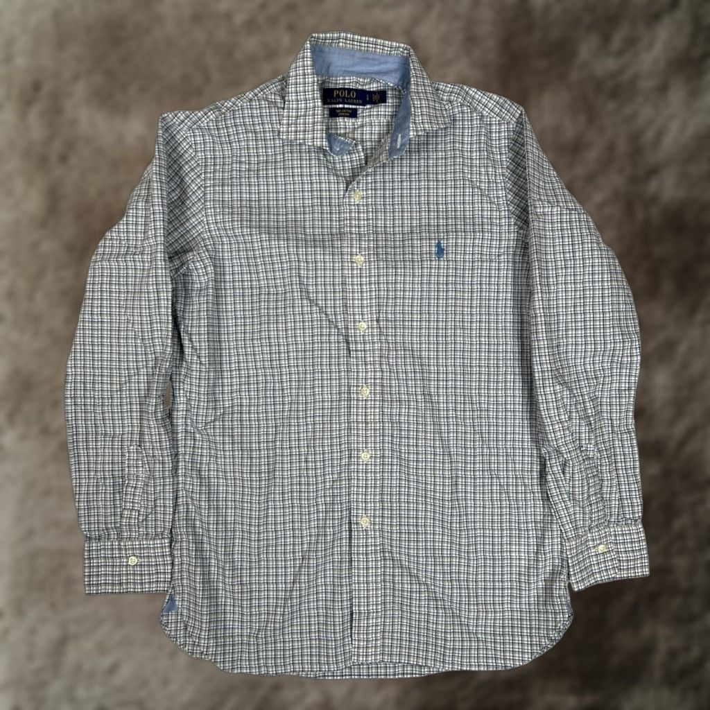 Polo Ralph Lauren Polo Ralph Lauren Button-Down Shirt Mens Small Plaid Blue White Gray Classic Button-Up Long Sleeve, Cotton, Regular Fit, Casual, All Seasons Size US XXL / EU 58 / 5 - 1 Thumbnail