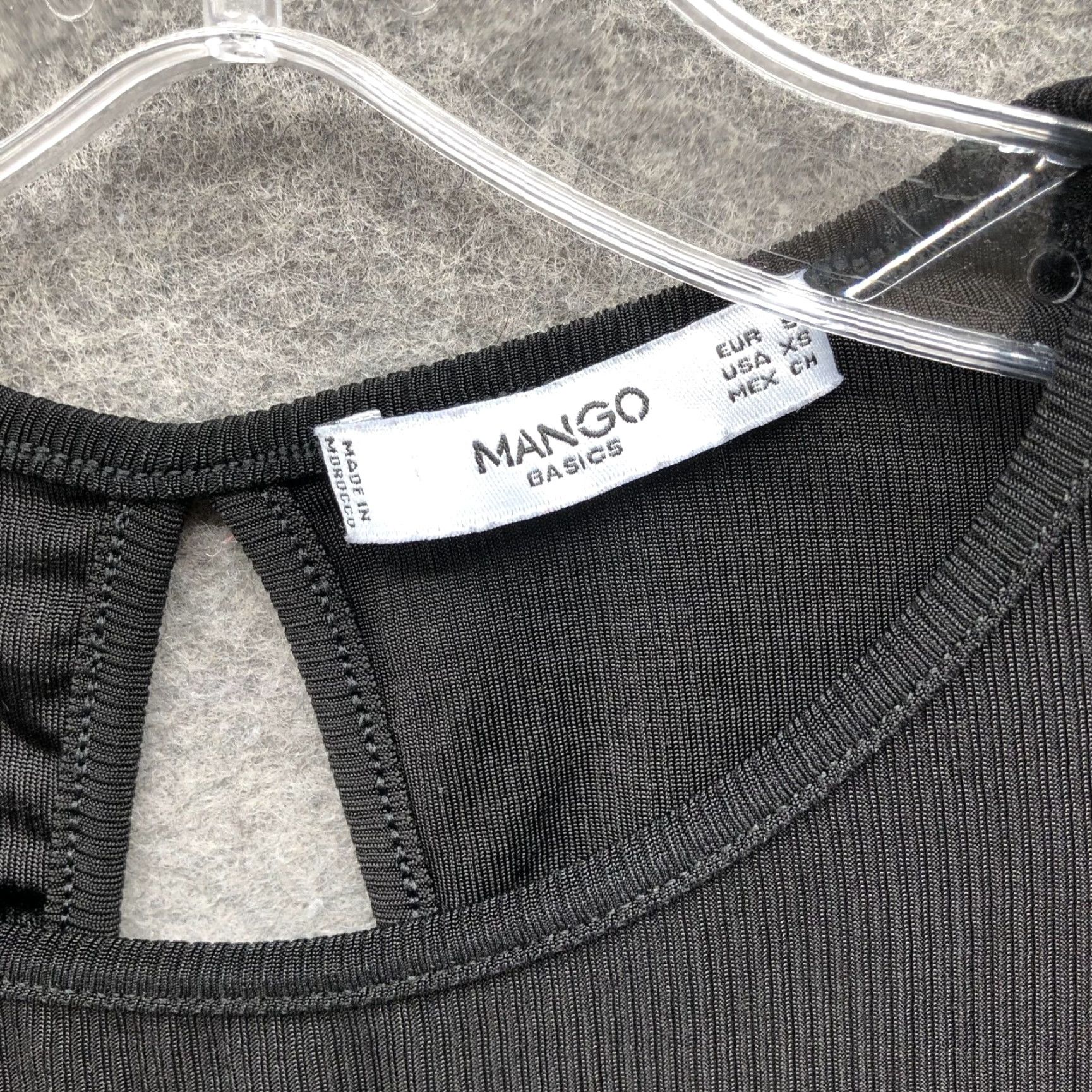 Mango MNG Mango Short Sleeve T Shirt Womens XS Black Slinky Stretch Ribbed Keyhole Shirt Size XS / US 0-2 / IT 36-38 - 5 Thumbnail