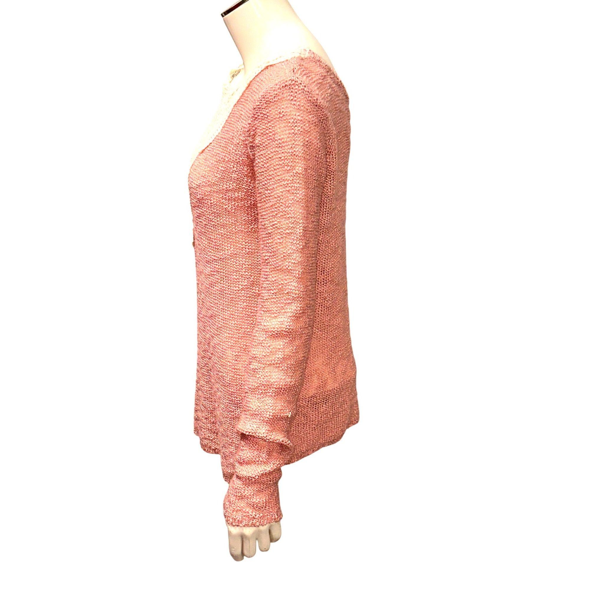 Other CCC Elegant Modern Vintage Pink Long Sleeve Knit Sweater Lac Size M / US 6-8 / IT 42-44 - 2 Thumbnail