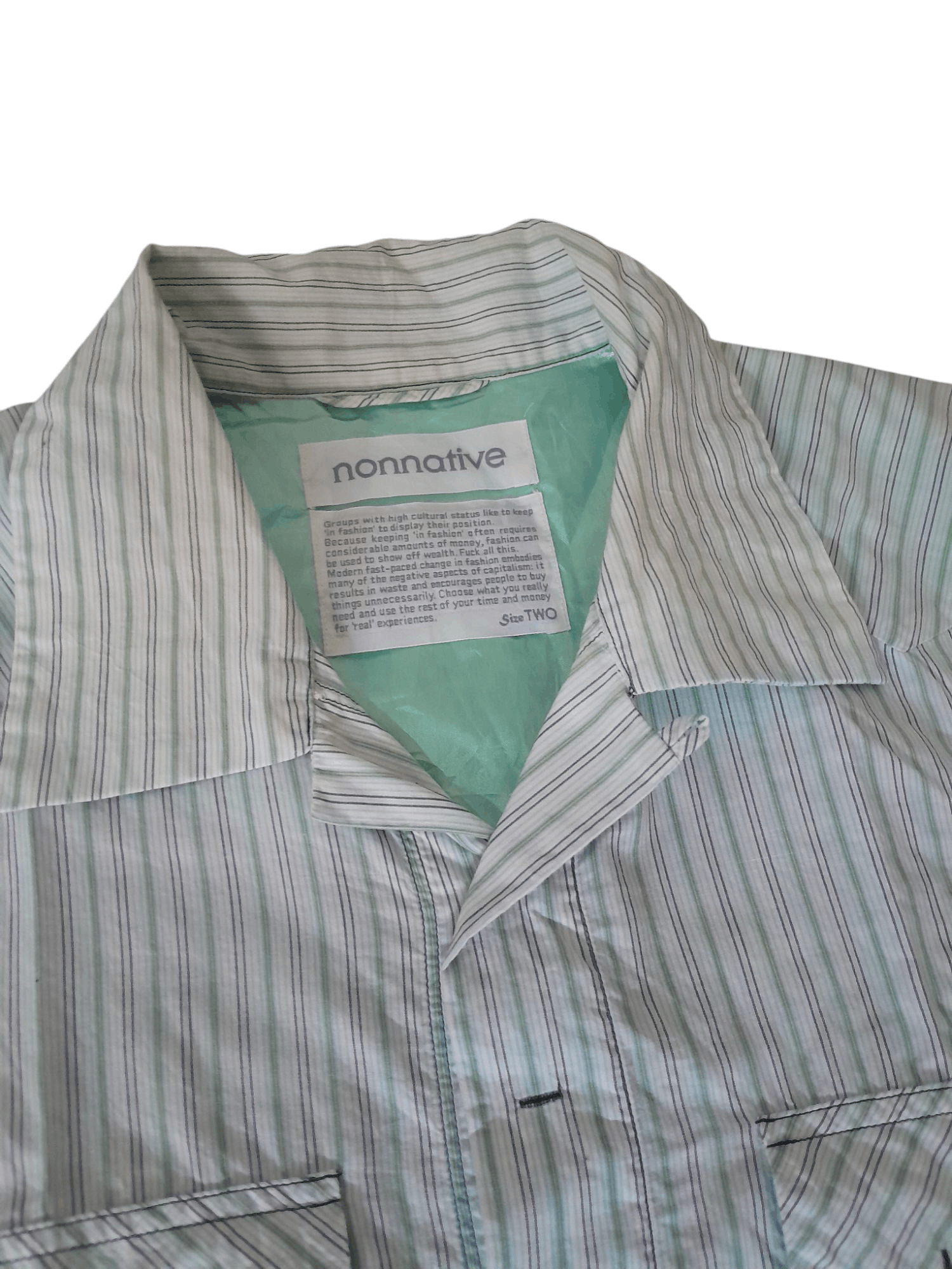 Nonnative Nonnative green stripe metal button shirt Size US M / EU 48-50 / 2 - 3 Thumbnail