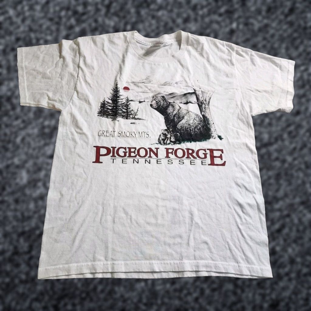Vintage VINTAGE Mens L T-Shirt Graphic Tee 90s Bear Travel Souvenir El Pigeon Forge TN Gray Cotton Short Sleeve Crew Neck Mens Size US L / EU 52-54 / 3 - 1 Thumbnail