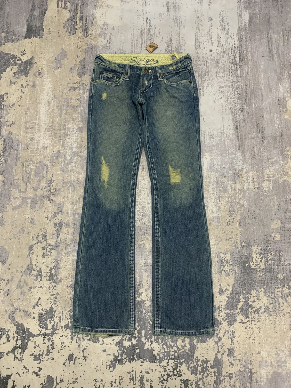 Japanese Brand Spiga Y2K Distressed Bootcut Jeans Vintage Low Rise Denim Size US 29 - 1 Thumbnail