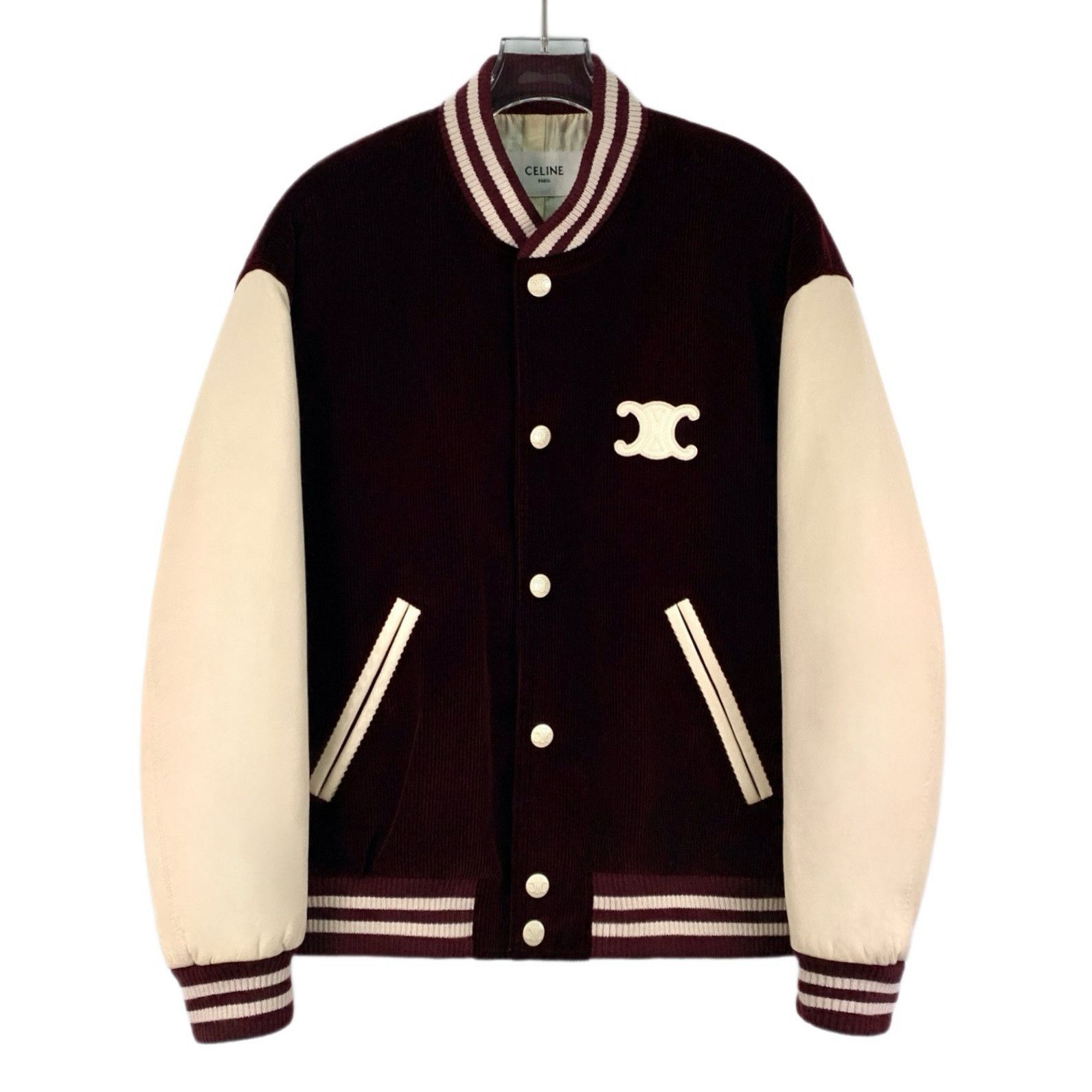 Celine Celine Arc Embroidered Leather Jacket Burgundy (36) Size S / US 4 / IT 40 - 1 Thumbnail