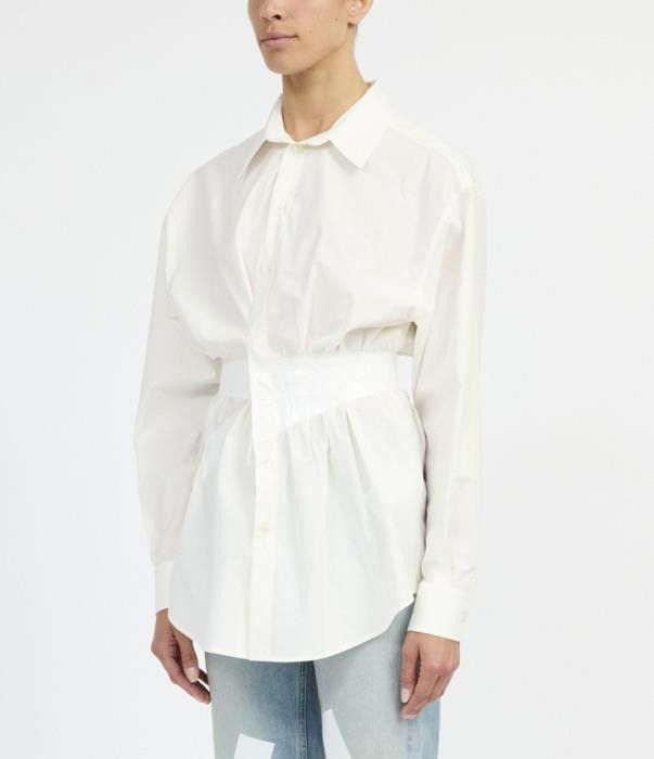 Maison Margiela o1bcso1str0526 MM6 Shirt in Off White Size S / US 4 / IT 40 - 4 Thumbnail