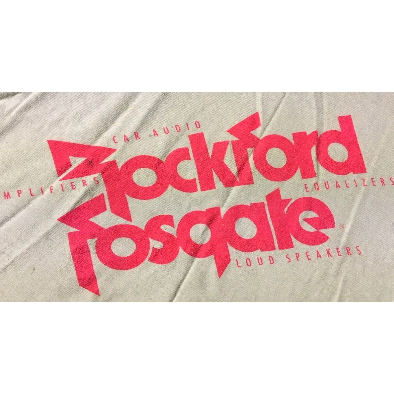 Fruit Of The Loom VINTAGE 80s Rockford Fosgate Car Audio Cropped Shirt Womens Large White USA Grunge Retro 90s Size L / US 10 / IT 46 - 3 Thumbnail