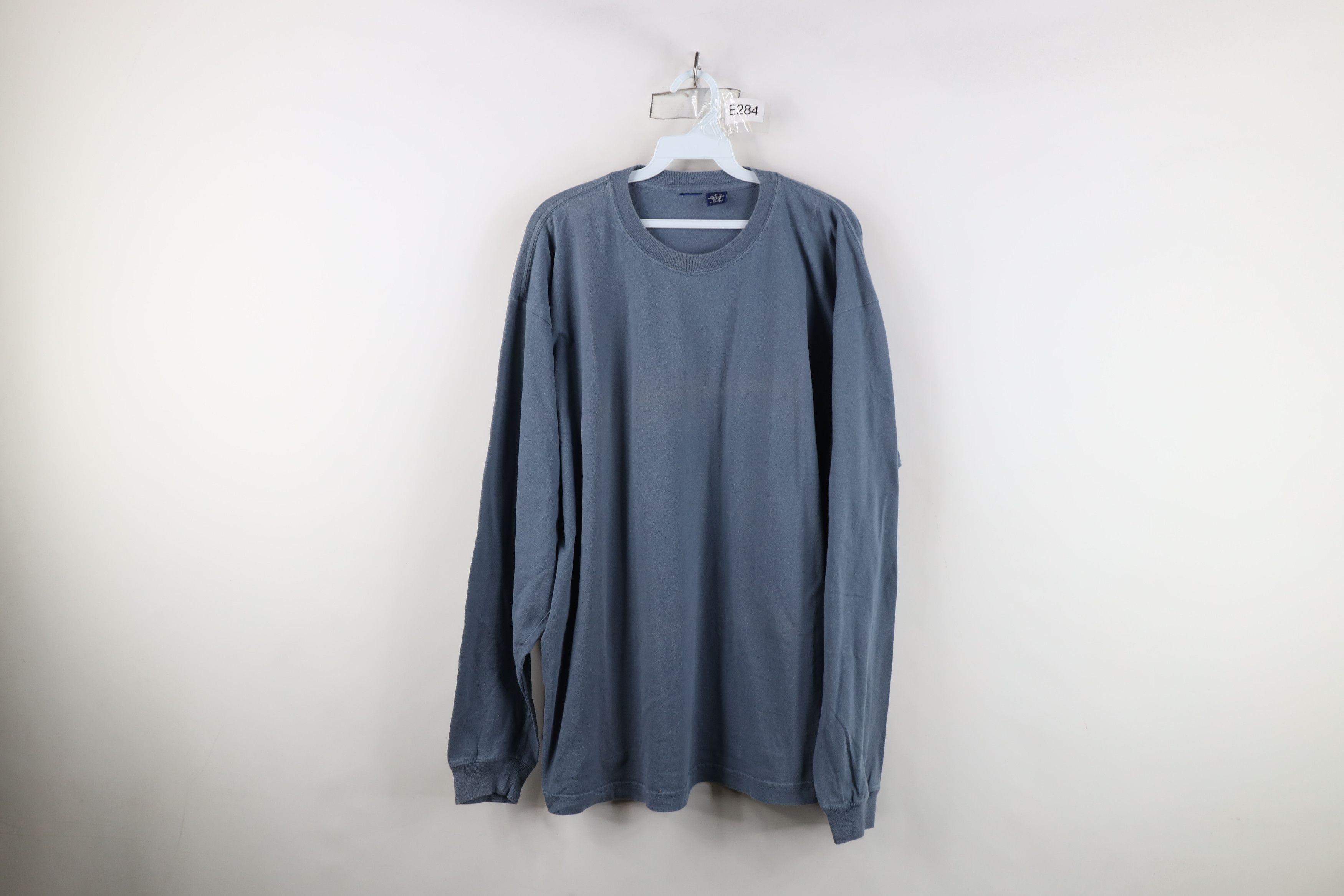 Vintage Vintage 90s Streetwear Blank Cotton Long Sleeve T-Shirt Blue Size US XL / EU 56 / 4 - 1 Thumbnail